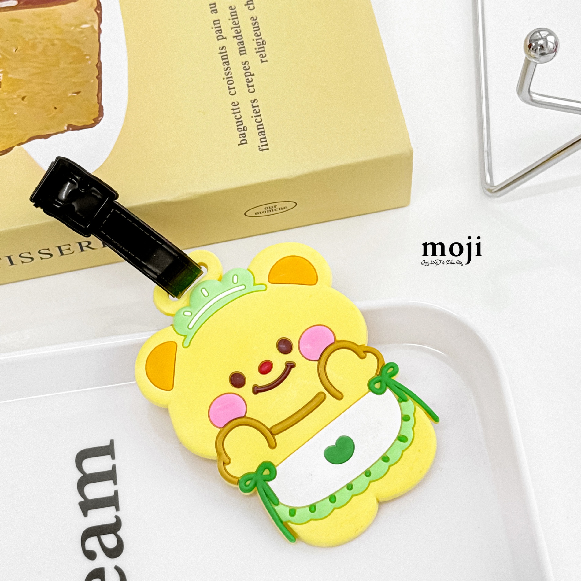 Luggage tag Butter bear bow nơ má hồng