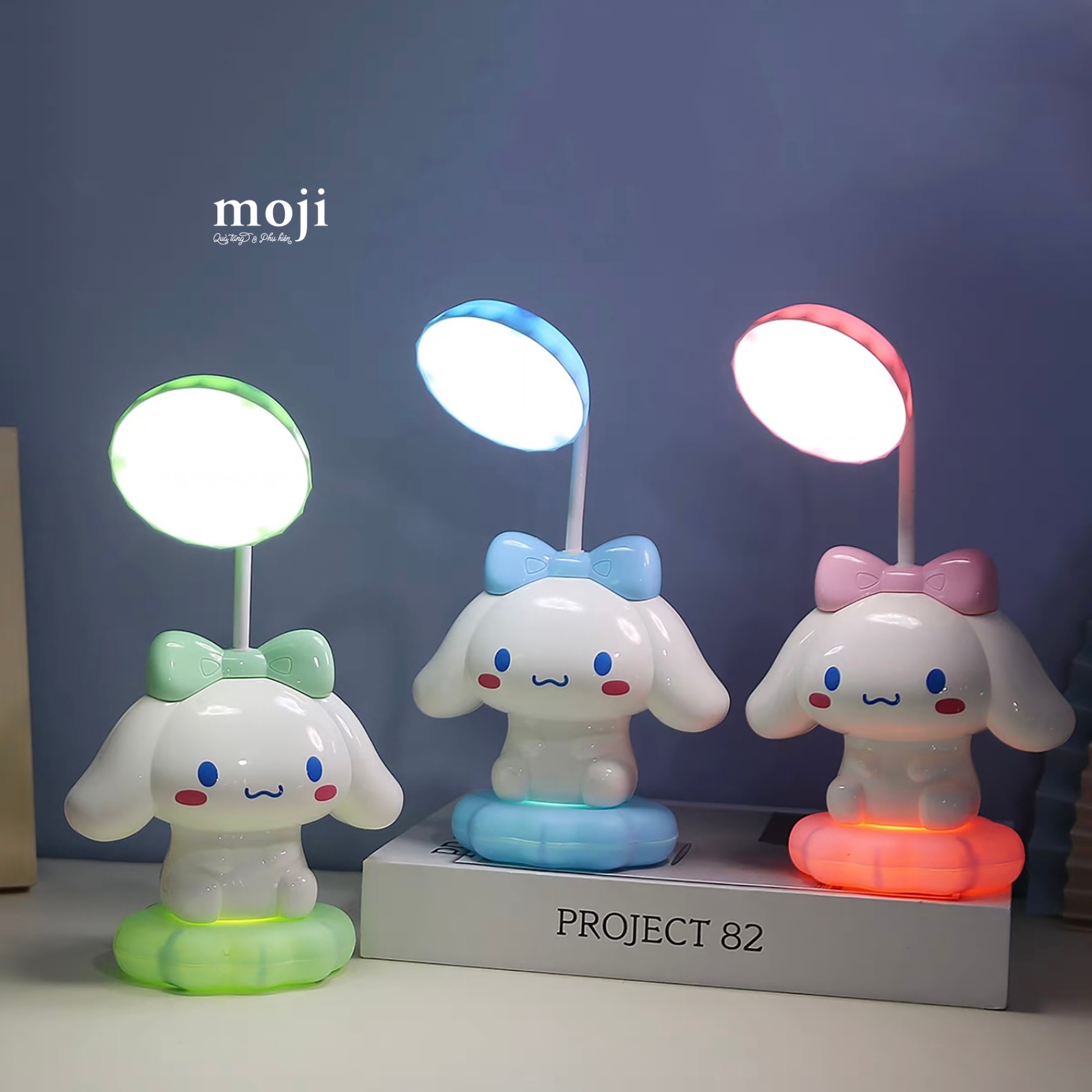 Đèn ngủ led đa năng Sanrio family Cinnamoroll bow nơ ngồi sạc tích điện 14x28