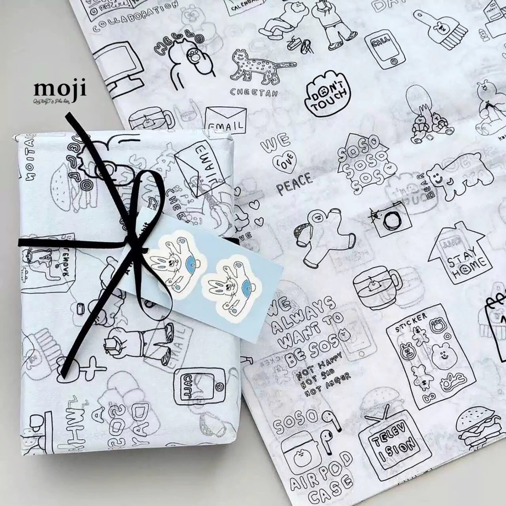 Giấy nhăn trang trí hộp quà Cartoon happy everyday 25x50