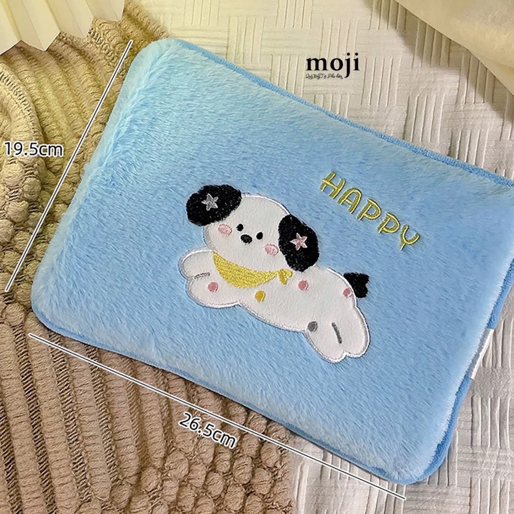 Gối sưởi Cute dog black cat mèo chấm bi happy sweet nền màu sạc điện 19x26