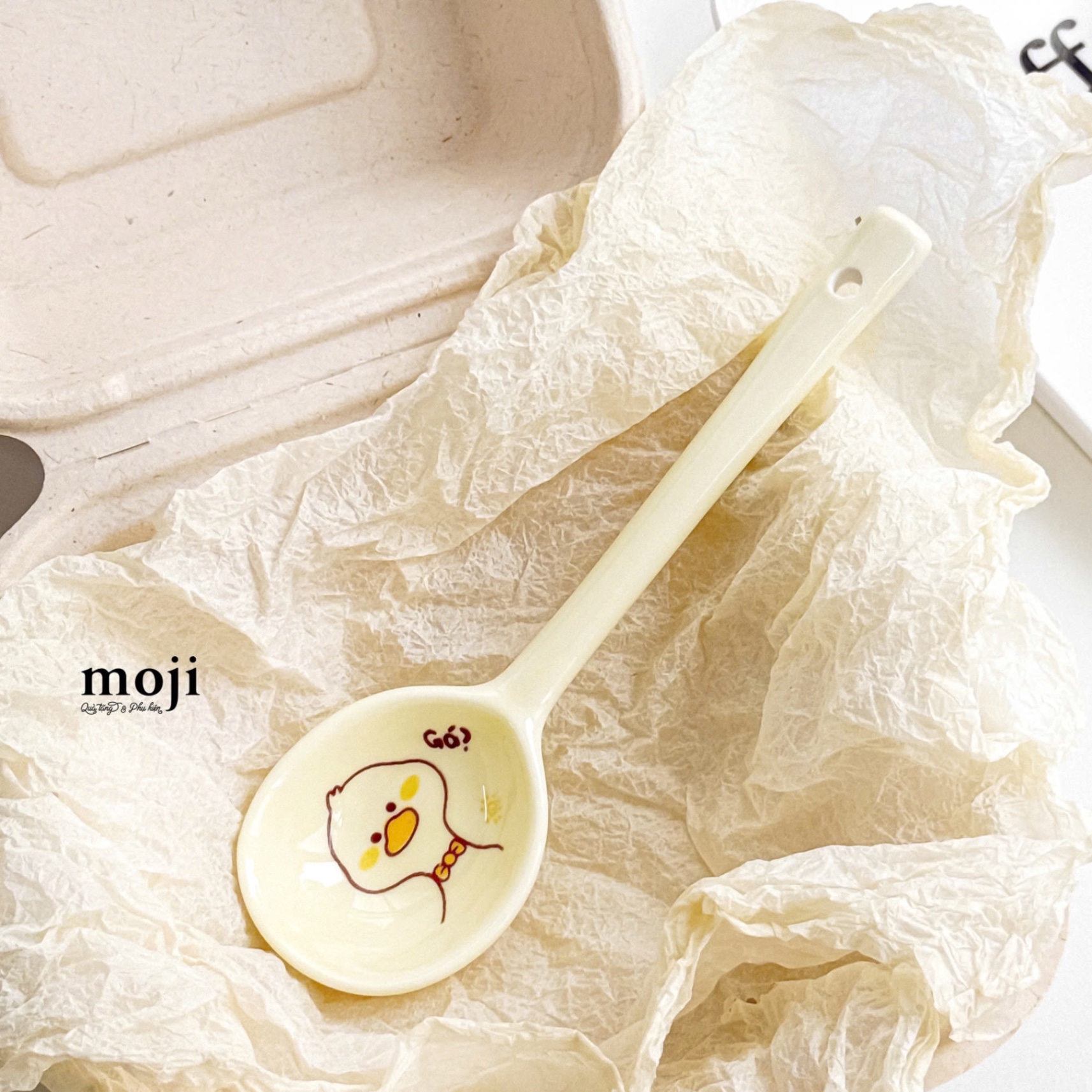 Thìa muỗng sứ Why duck bow nơ