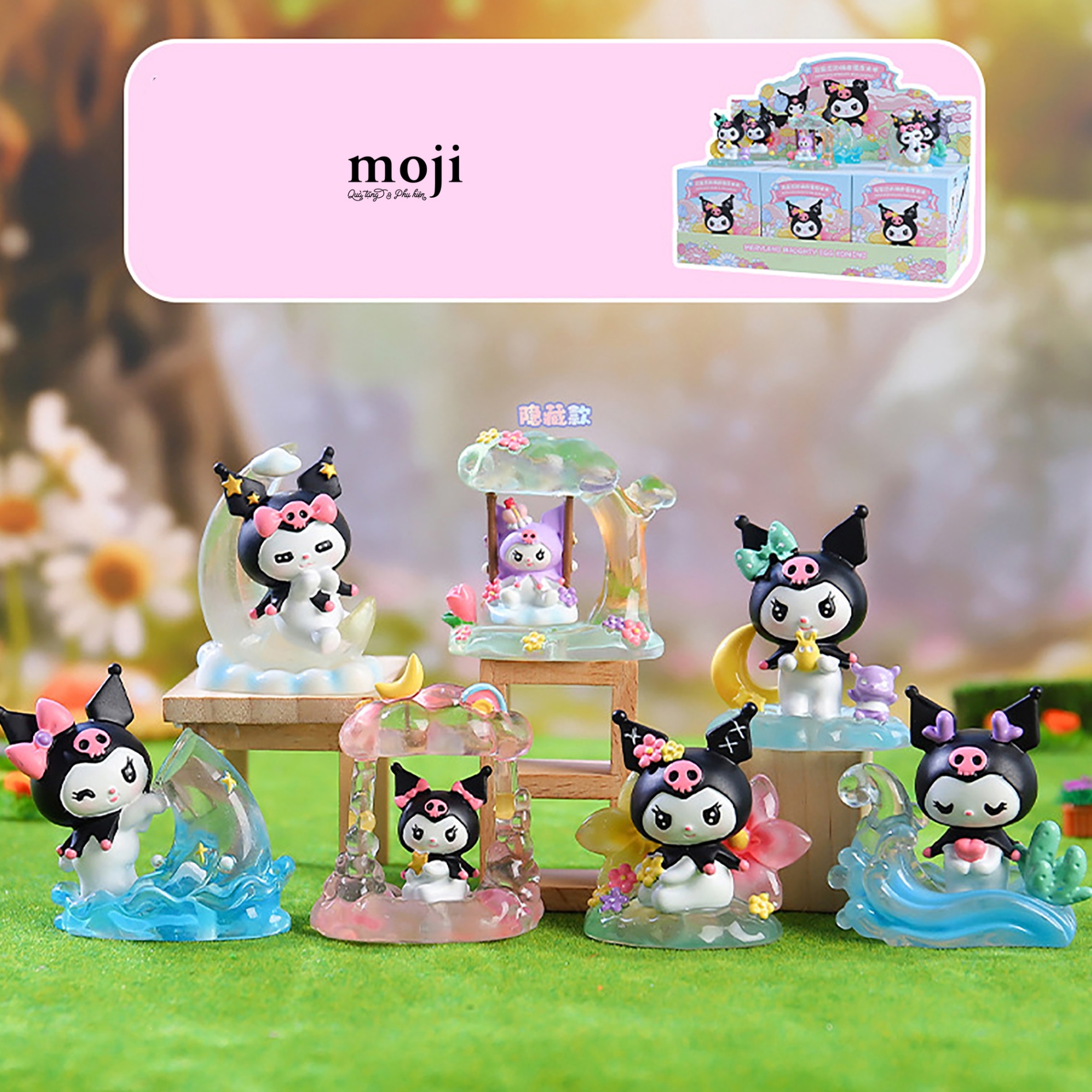 Blindbox tượng Sanrio family Kuromi đen in wonderland