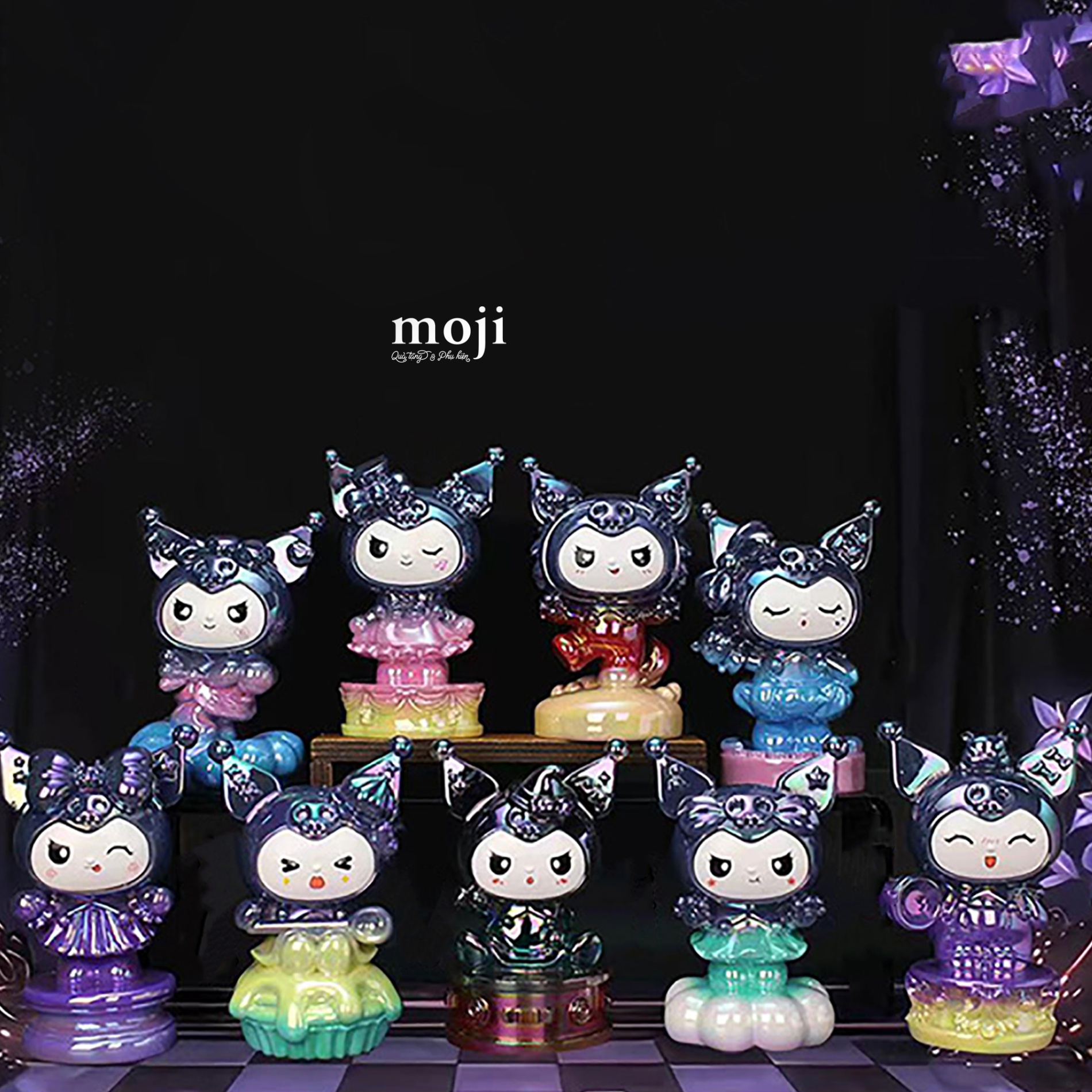 Blindbox tượng Sanrio family happy face gradient color