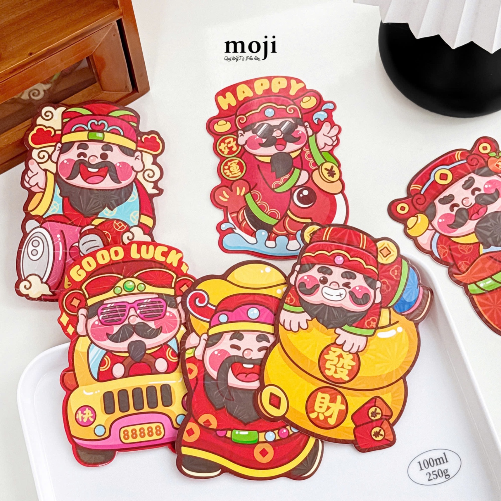 Bao lì xì Thần tài happy good luck cắt hình set6