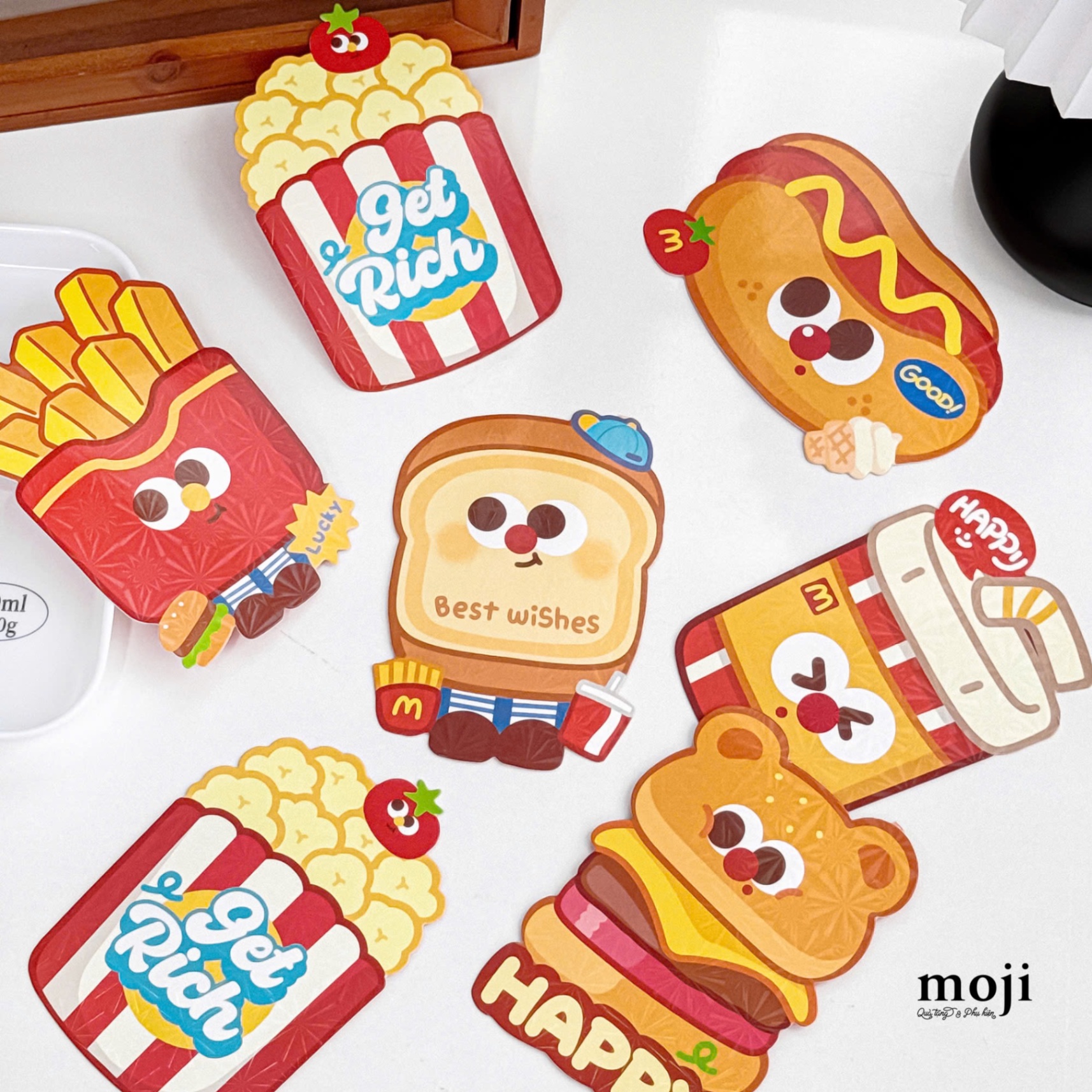 Bao lì xì Funny vibes fast food big eyes set6