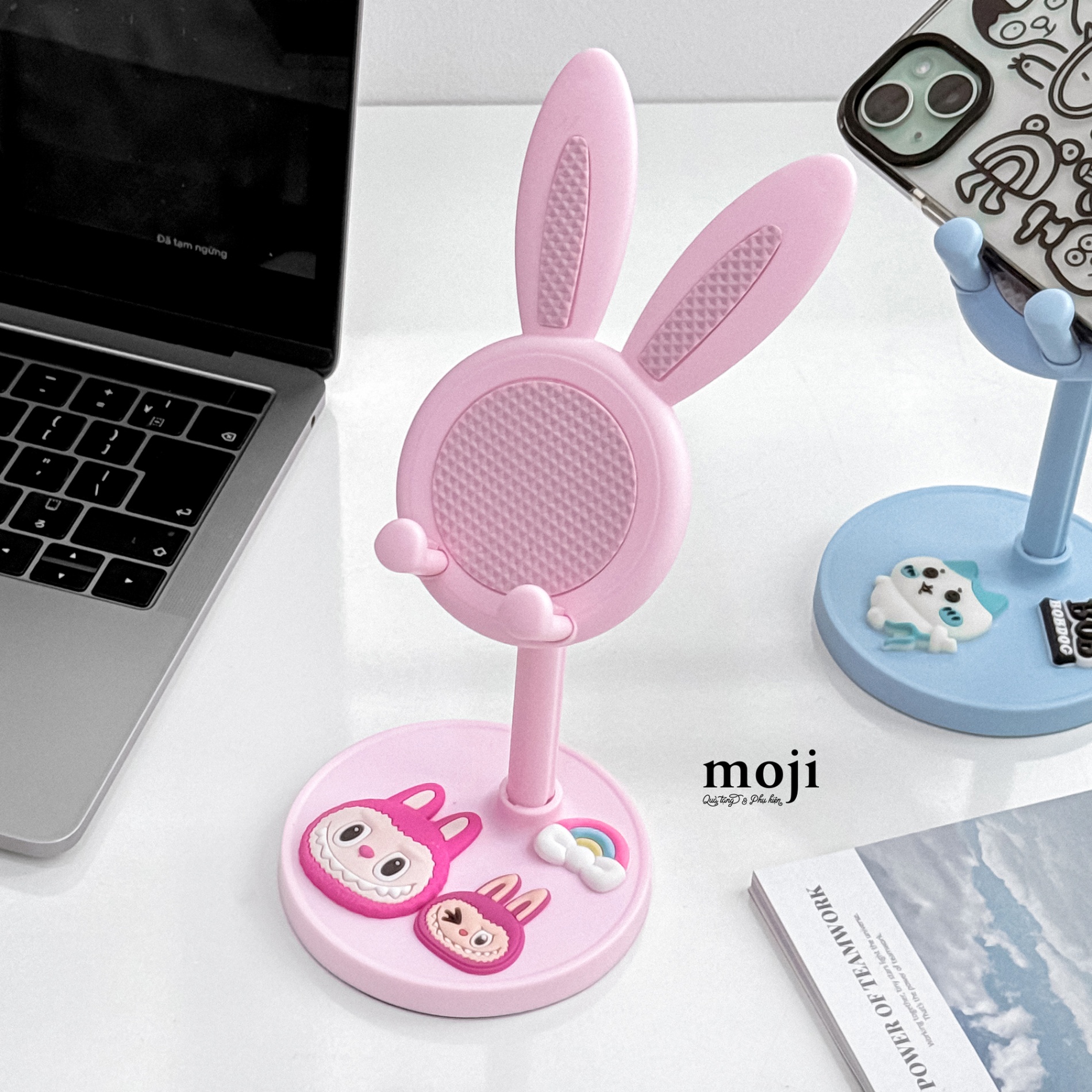 Giá đỡ điện thoại MJ unoff Labubu face tai thỏ 9x22cm