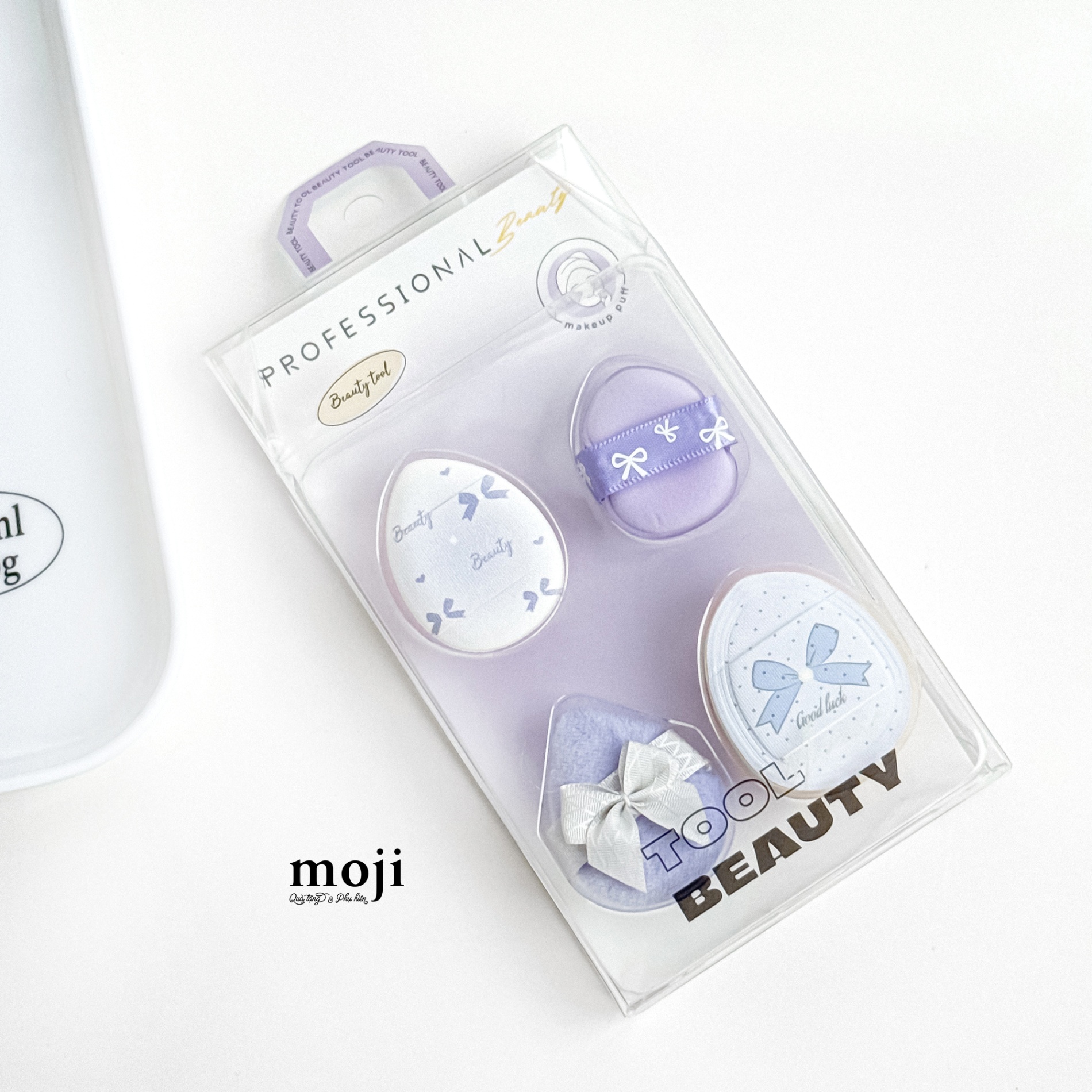 Bông phấn trang điểm Bow nơ good luck beauty chấm bi set4