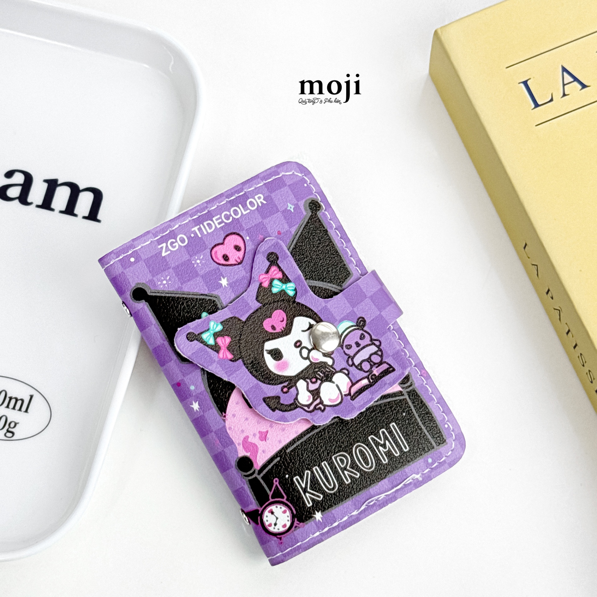 Ví mini đa năng Sanrio family Kuromi đi ngủ nền caro 7x10