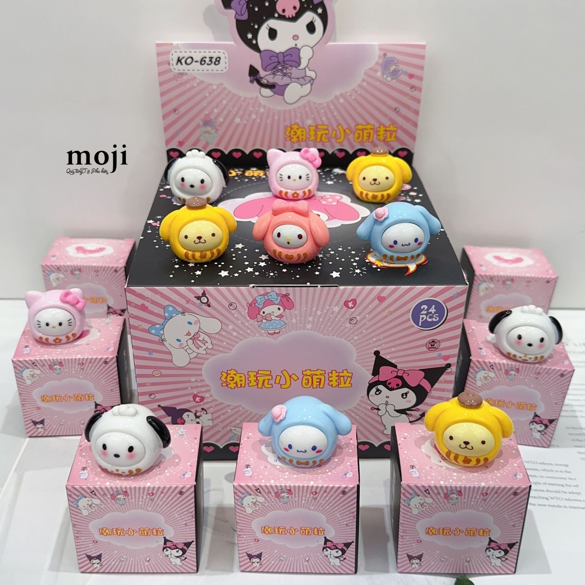 Blindbox mini Sanrio family mặt tròn phối màu