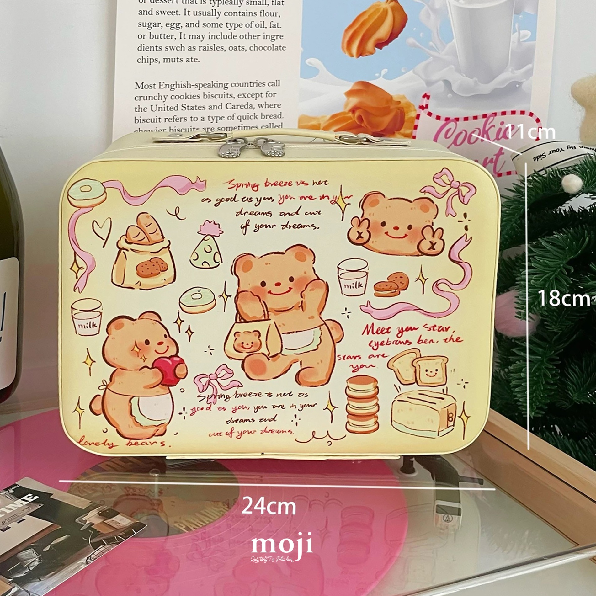 Hộp đựng mỹ phẩm Butter bears lovely bears painting 11x18x24