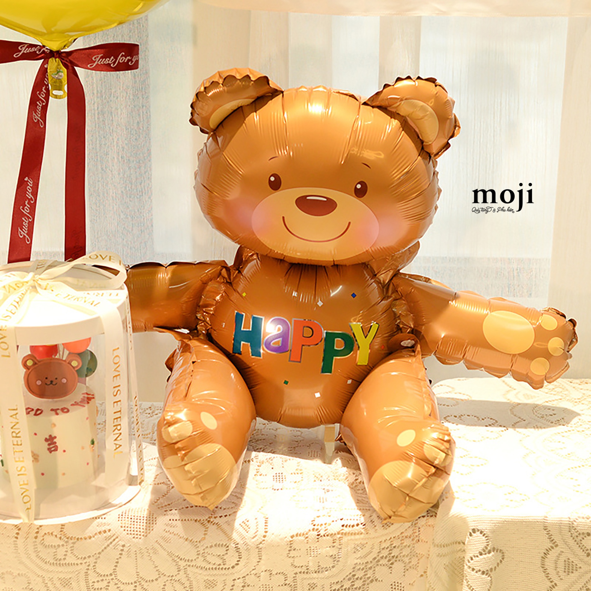 Bóng bay trang trí party Baby bear happy ngồi 55x72