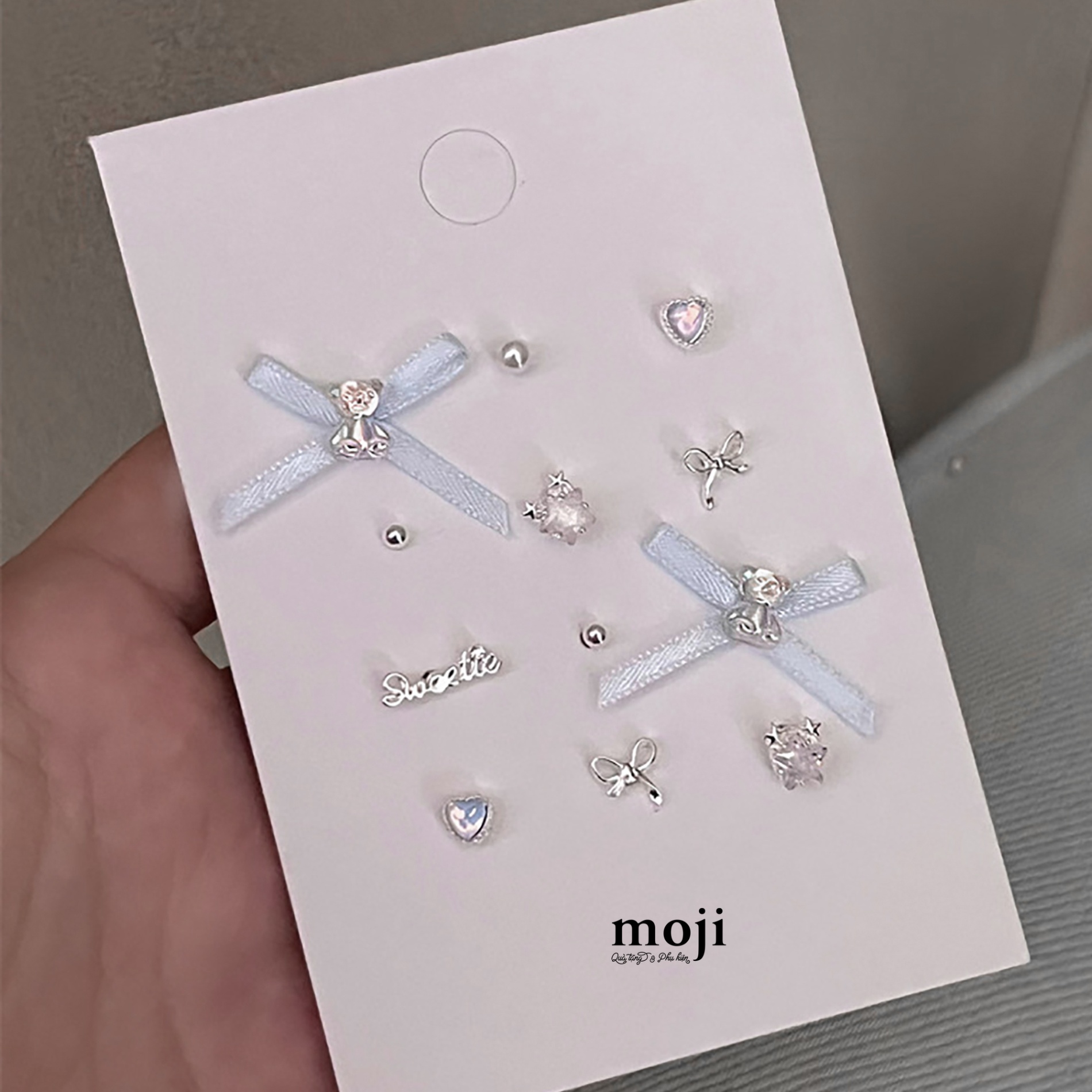 Khuyên tai set12 Baby bear bow nơ heart star sweetie