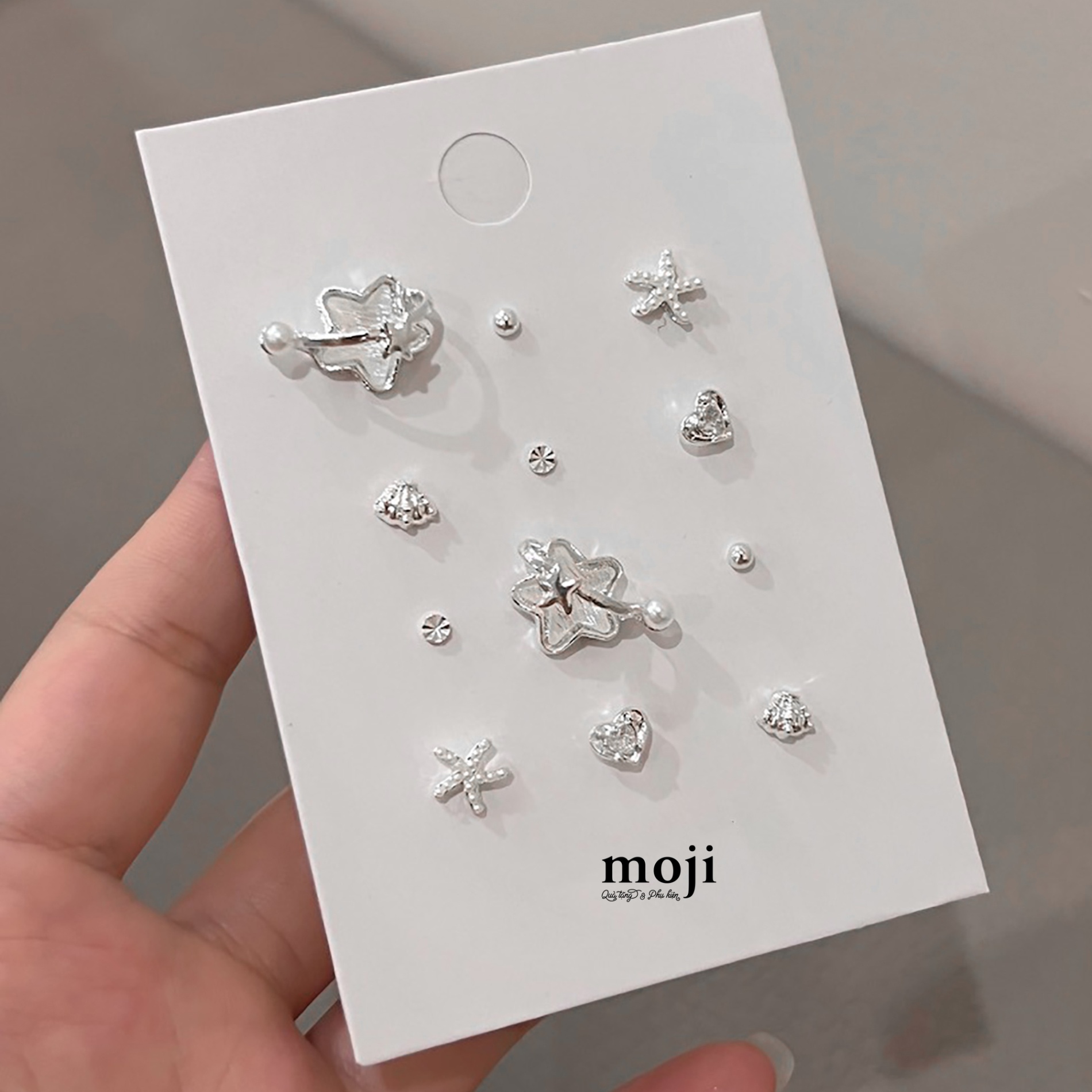 Khuyên tai set12 Heart ngôi sao biển vỏ sò