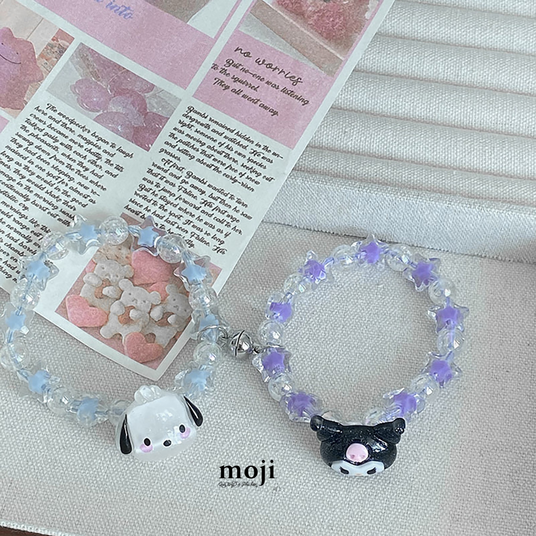 Vòng tay set2 Couple Sanrio family Kuromi Pochacco face ngôi sao nam châm