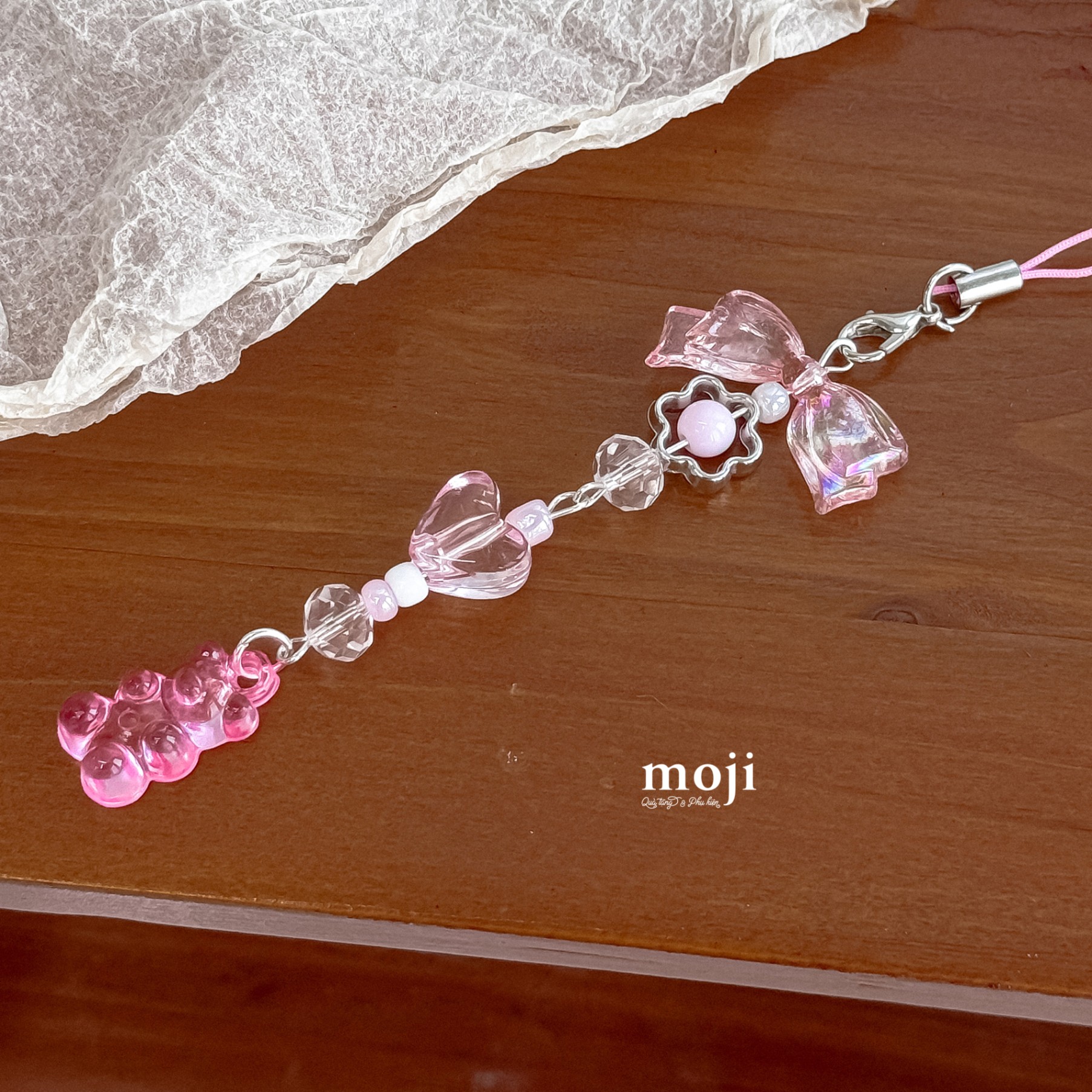 Móc đeo điện thoại Baby bear heart star bow nơ