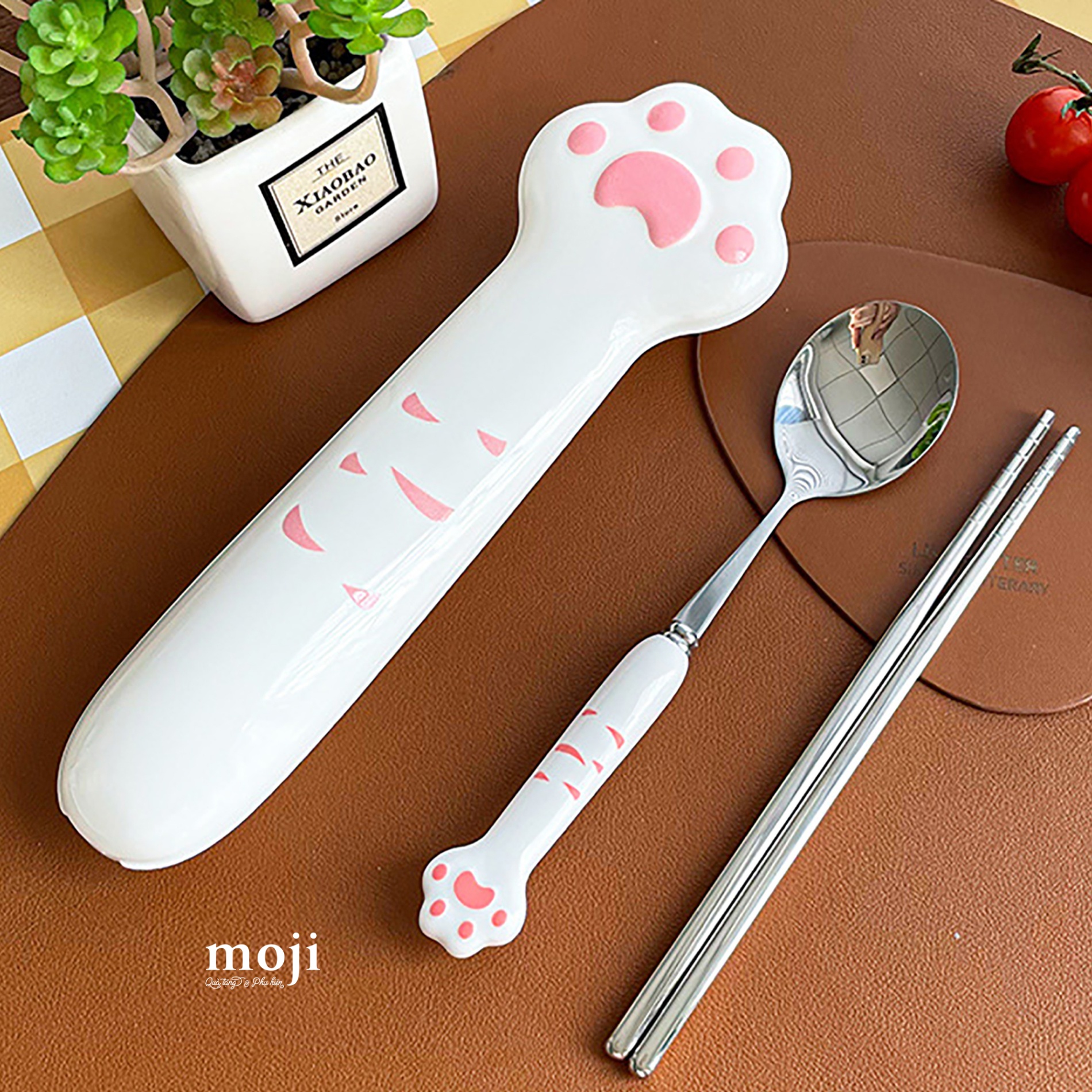 Bộ thìa đũa kim loại Cat paw chân mèo