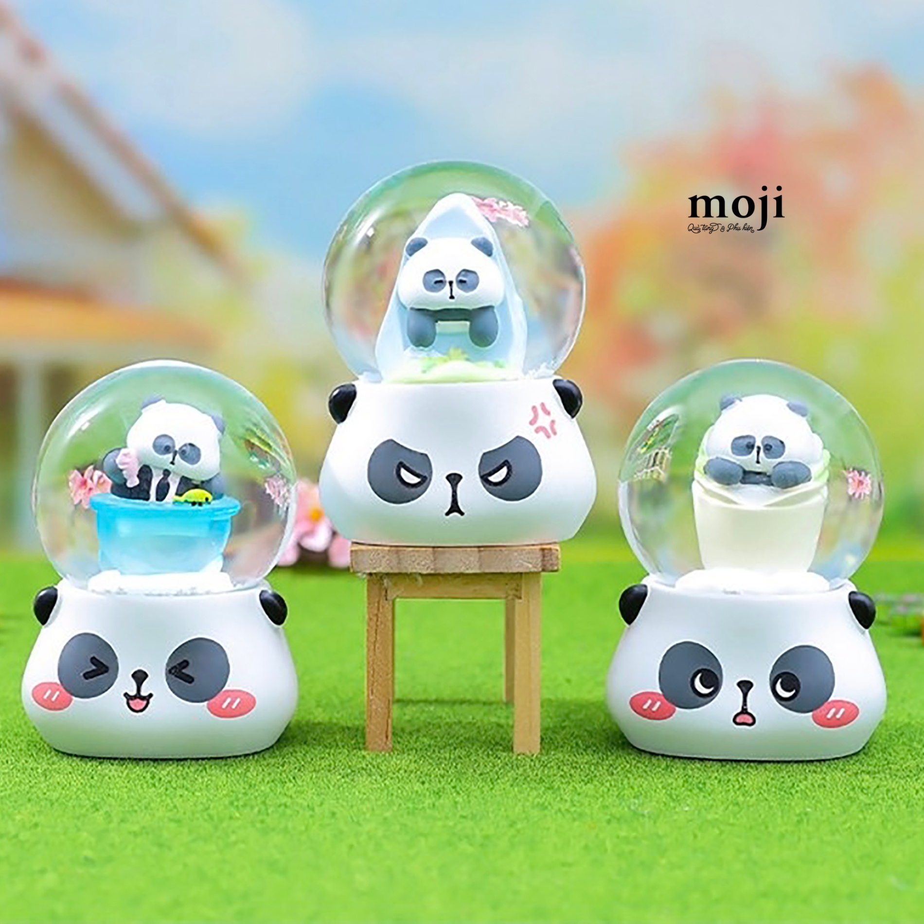 Quả cầu tuyết Gấu trúc Pandabiz biểu cảm có đèn 7x9