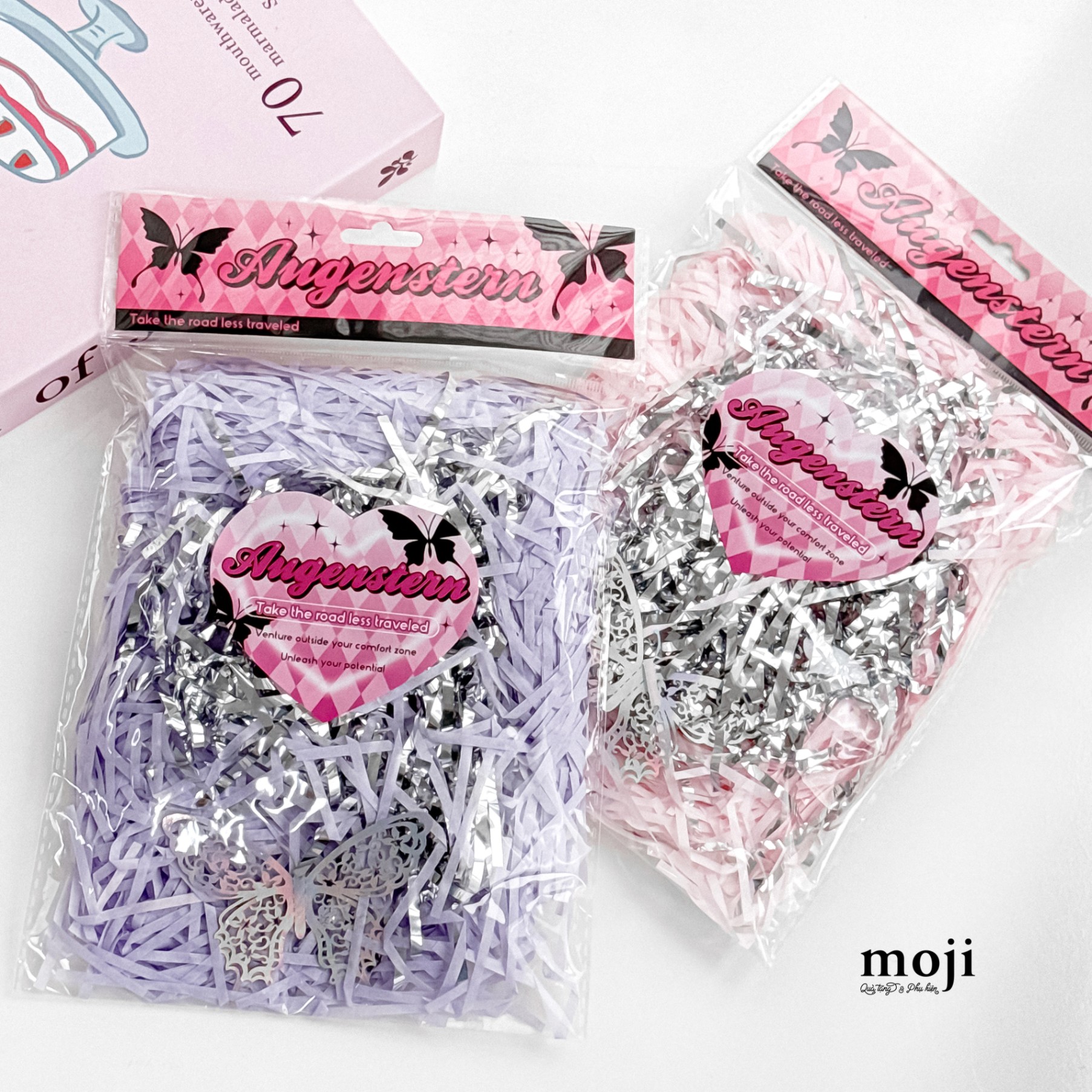 Giấy rơm trang trí hộp quà phối silver butterfly Angenstern