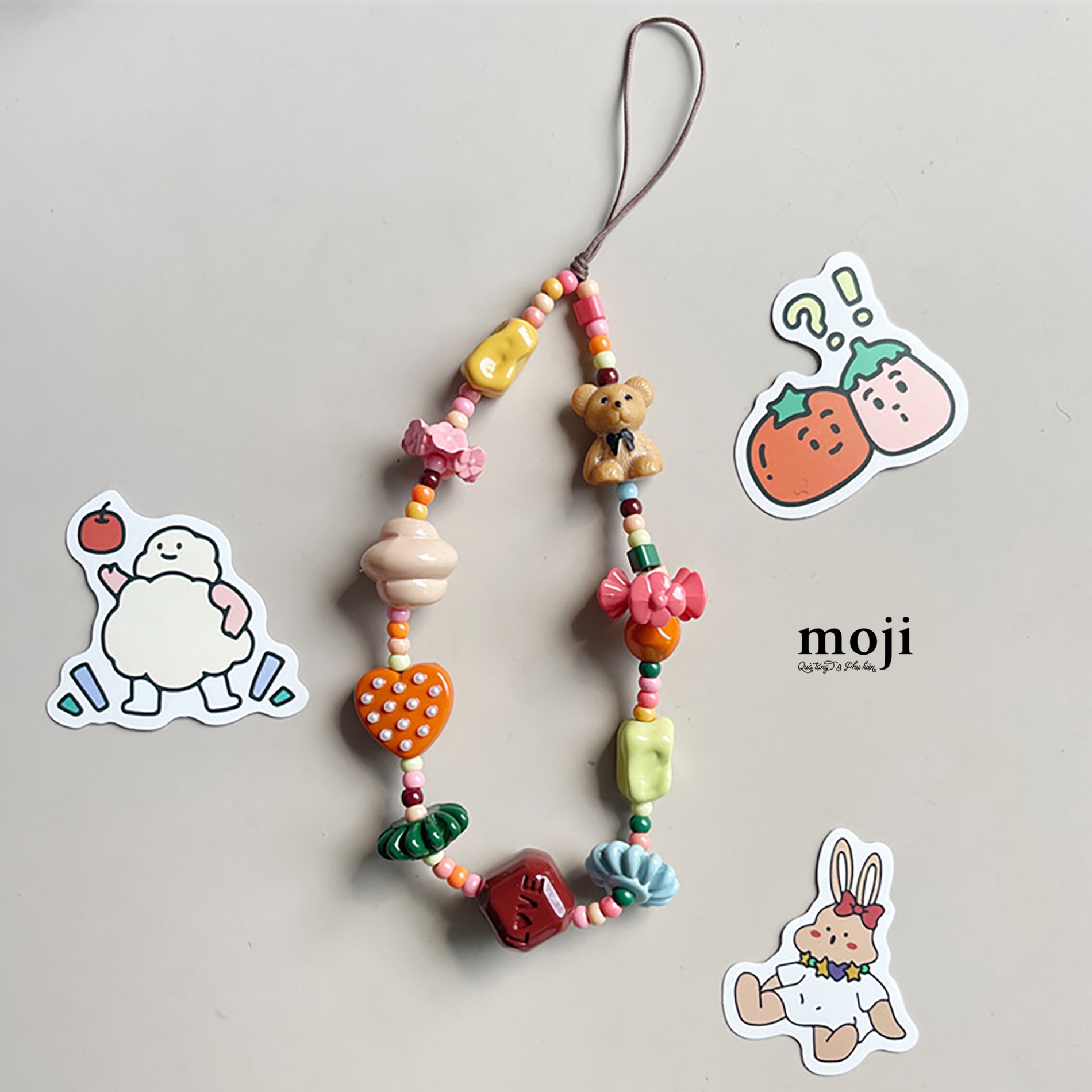 Dây đeo điện thoại Baby bear heart love flower