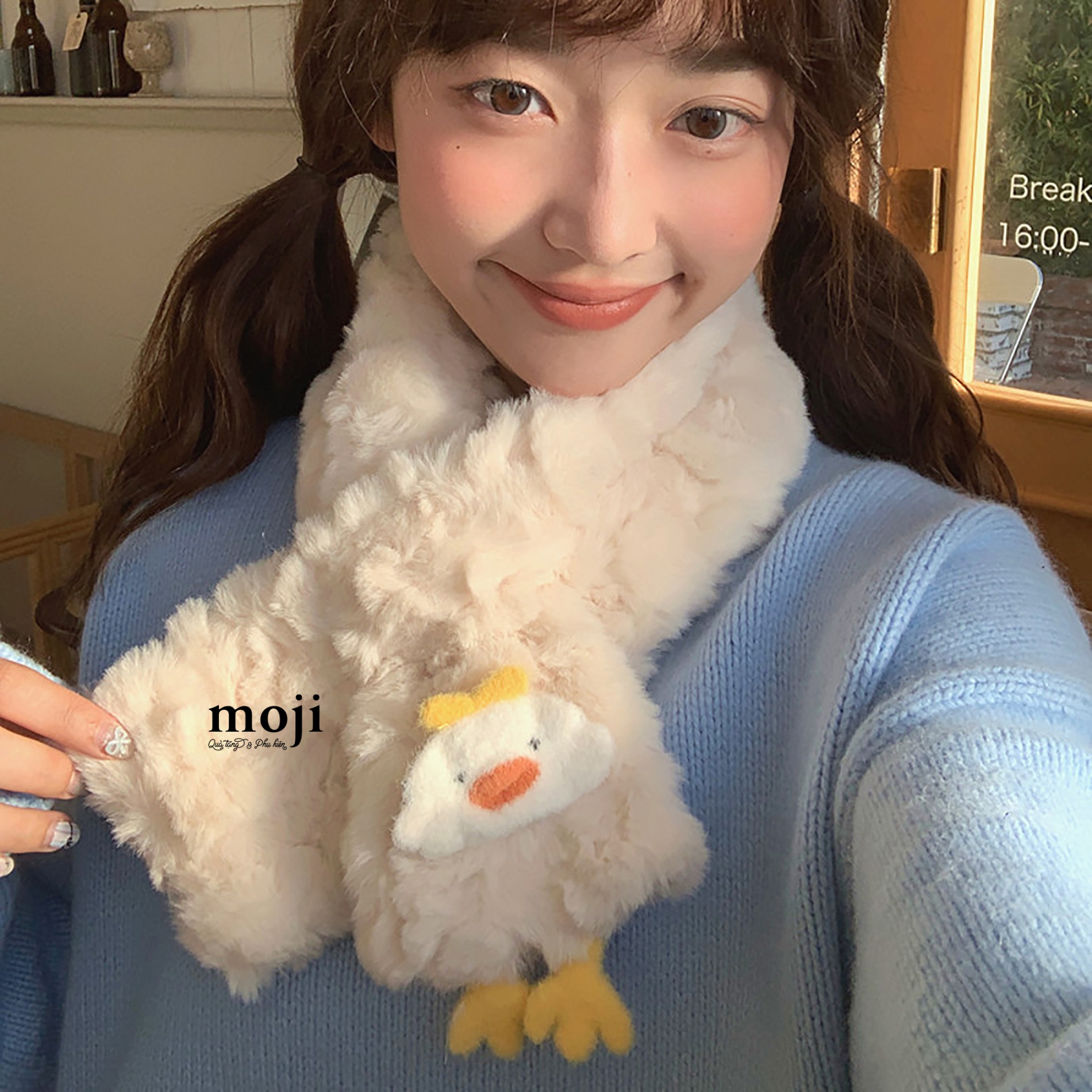 Khăn quàng cổ Cute chick face có chân 12x80