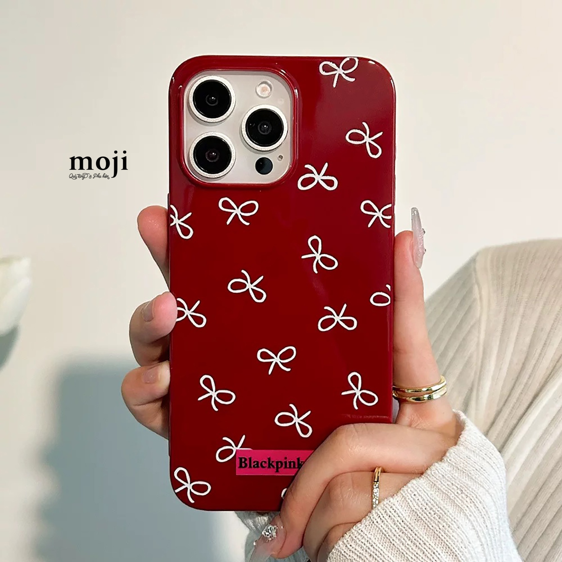 Ốp điện thoại Basic bow nơ sợi mảnh nền màu
