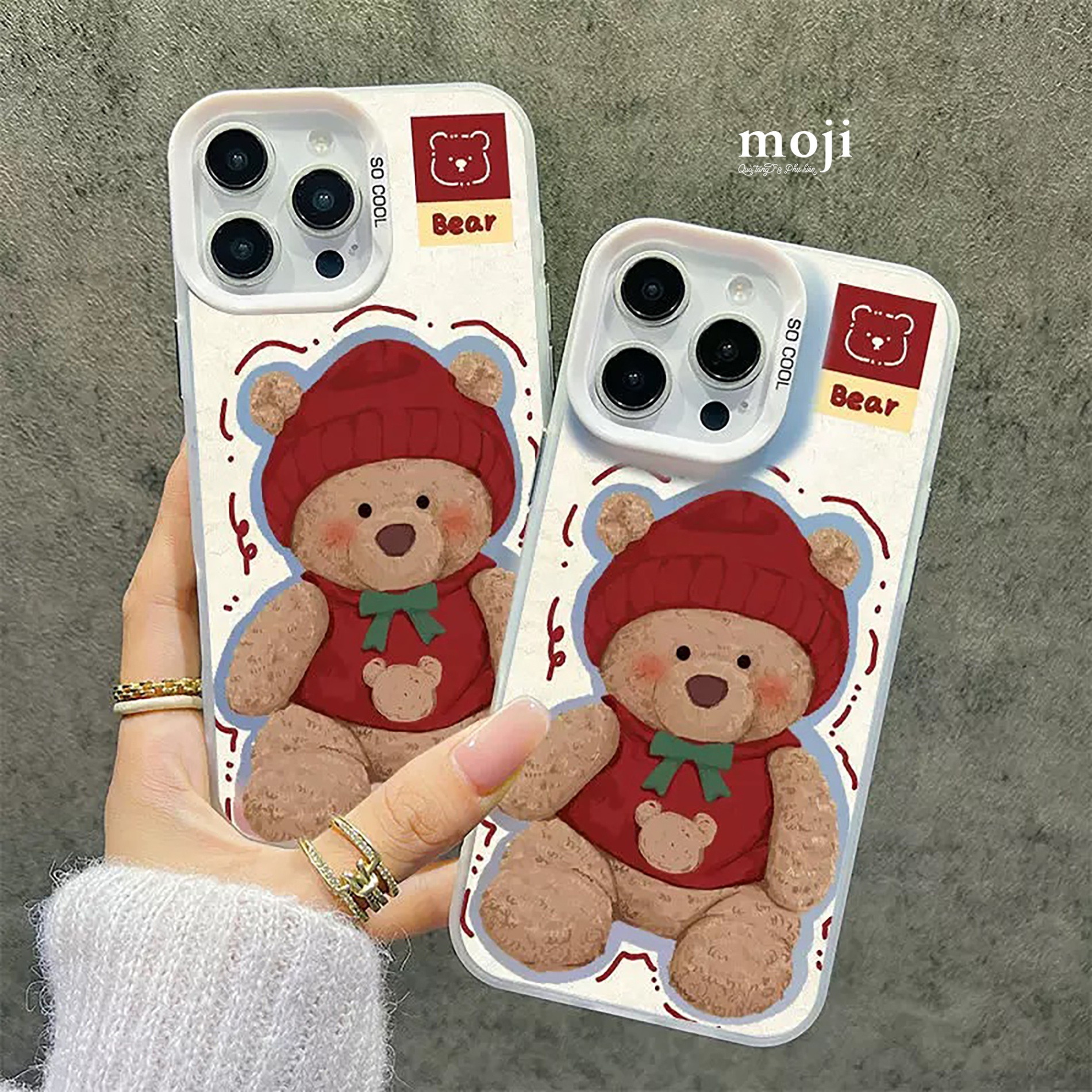 Ốp điện thoại Baby bear bow nơ đội mũ so cool