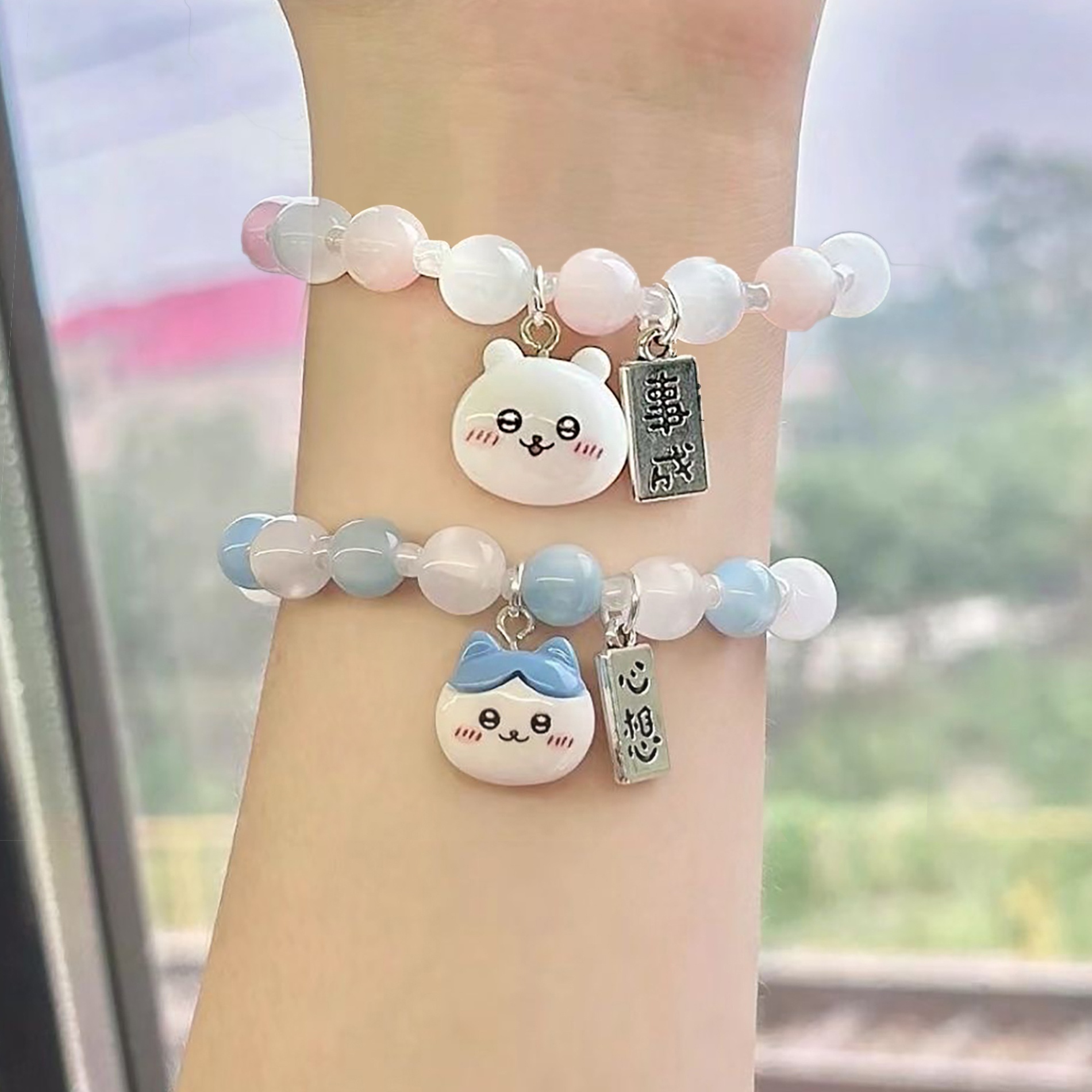 Vòng tay MJ Chiikawa Hachiware face chuỗi hạt màu sắc