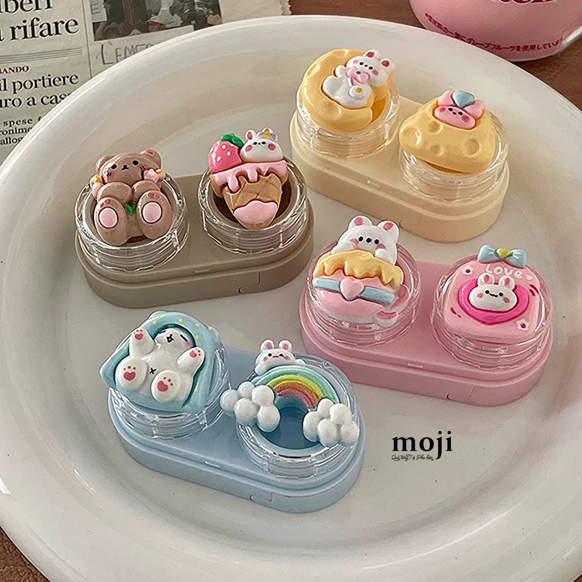 Hộp đựng lens Cute animal love cheese ice cream rainbow