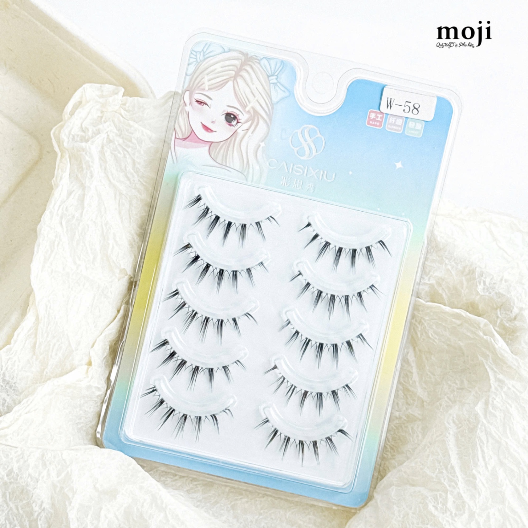 Mi giả trang điểm Basic sợi dài kết chùm thẳng sợi ngắn chéo set10