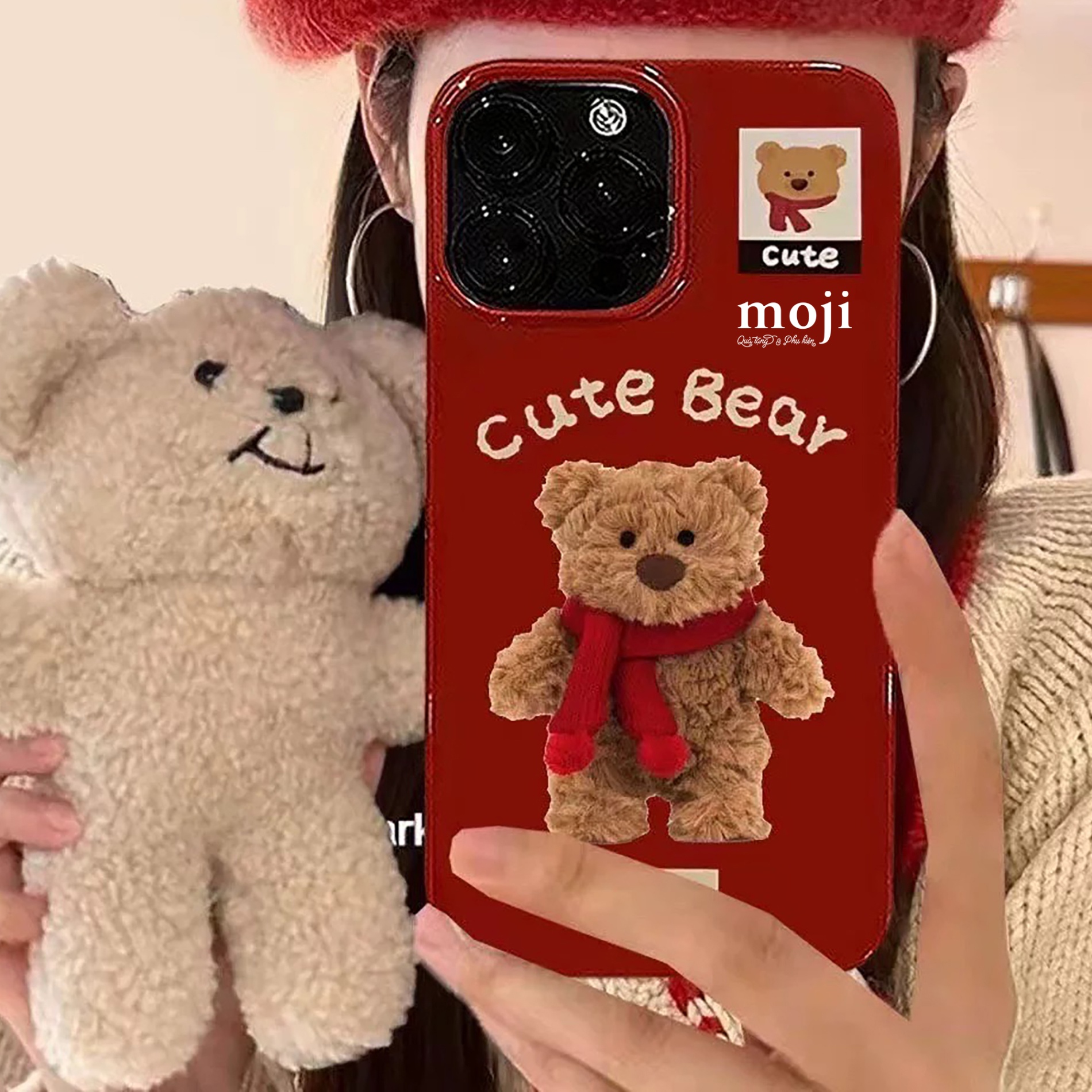 Ốp điện thoại Cute bear teddy bear quàng khăn