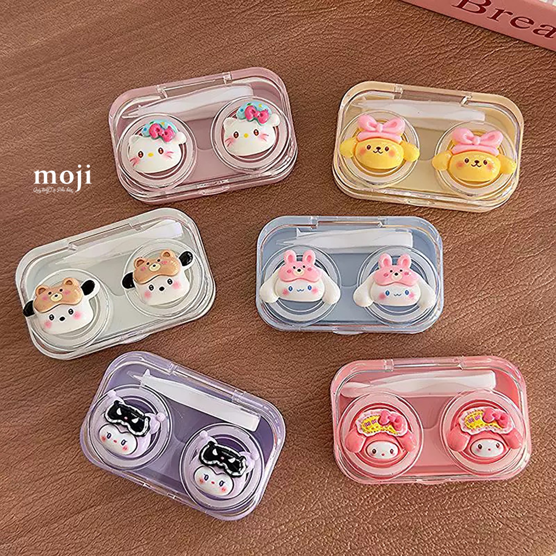 Hộp đựng lens Sanrio family face bed time bow nơ đeo bịt mắt