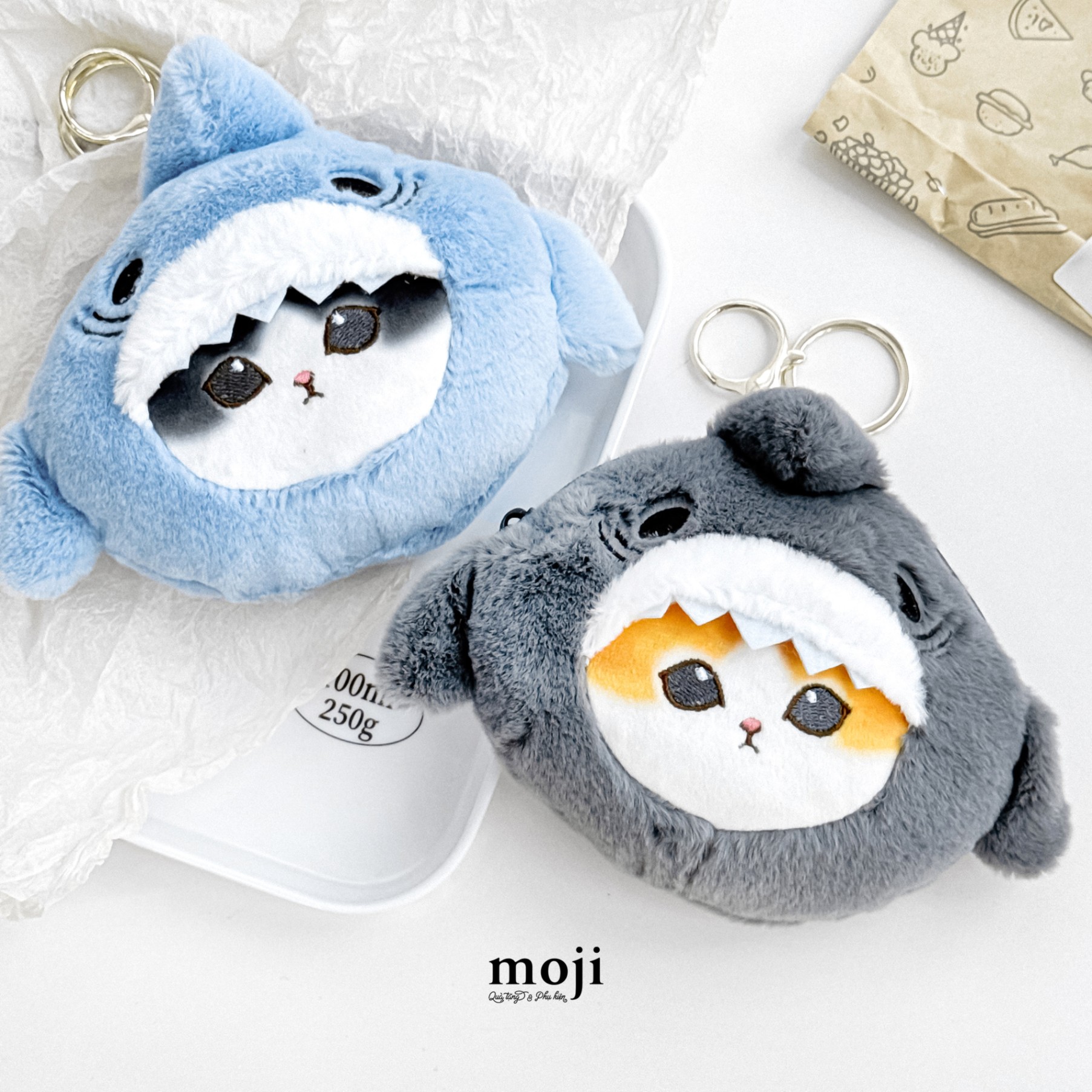 Túi ví đa năng Mofusand cat face cosplay shark cá mập 10x14