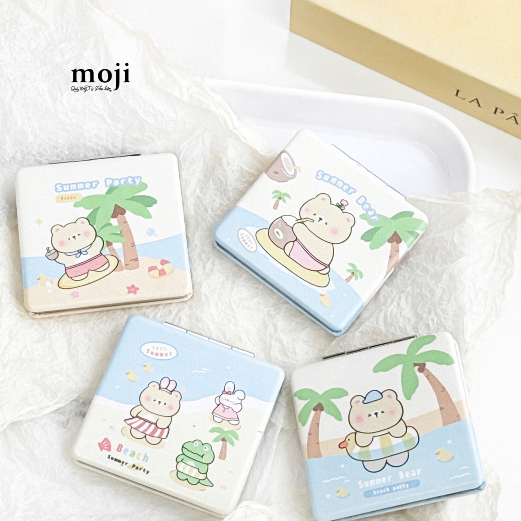 Gương gập vuông Baby bear summer party 6x6