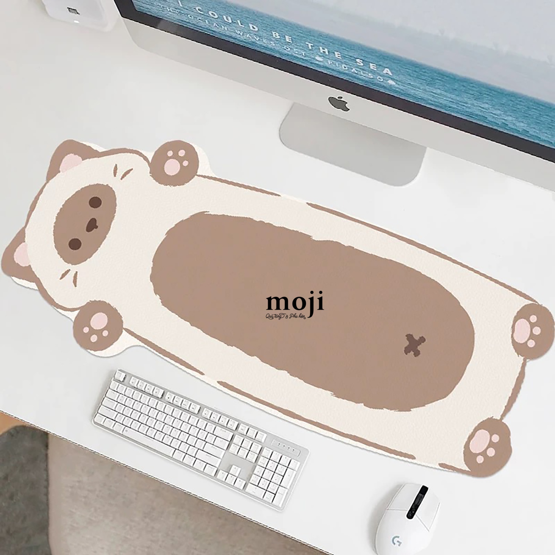 Lót chuột đa năng Cute cat nằm cắt hình 30x60
