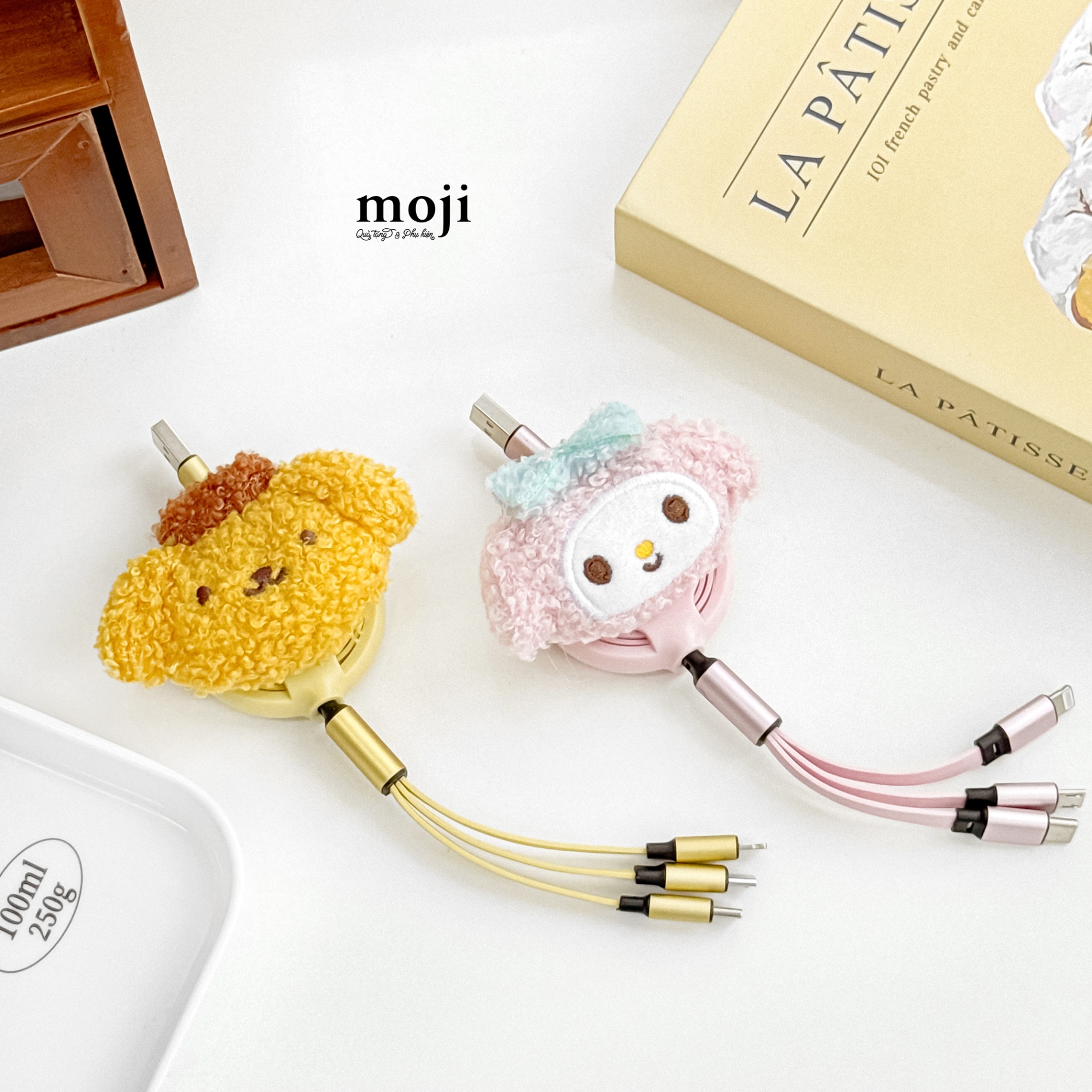 Dây sạc điện thoại đa năng Sanrio family My Melody Pom Pom Purin face lông xoắn 1m2