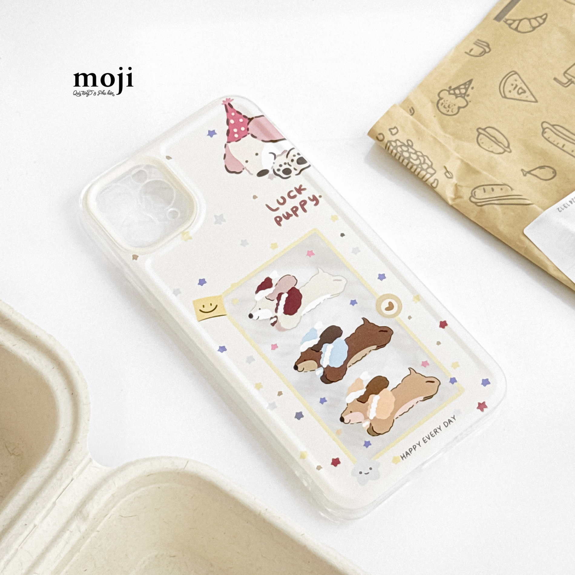 Ốp điện thoại Lucky puppy dachshund dog star happy evey day