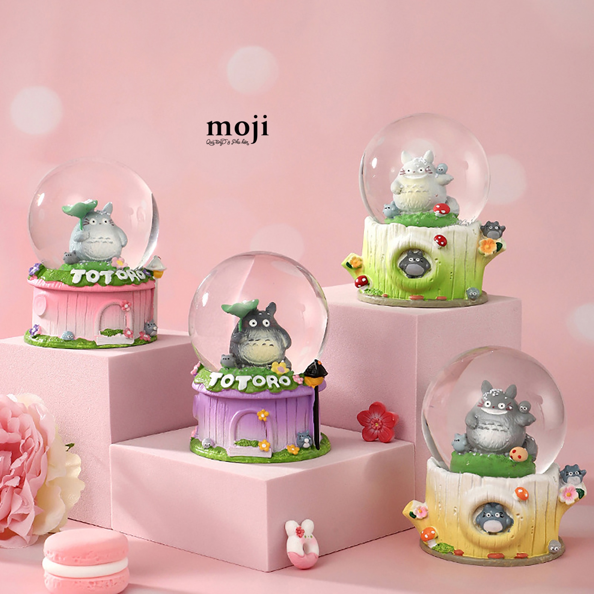 Quả cầu tuyết Totoro gốc cây có đèn 5x7