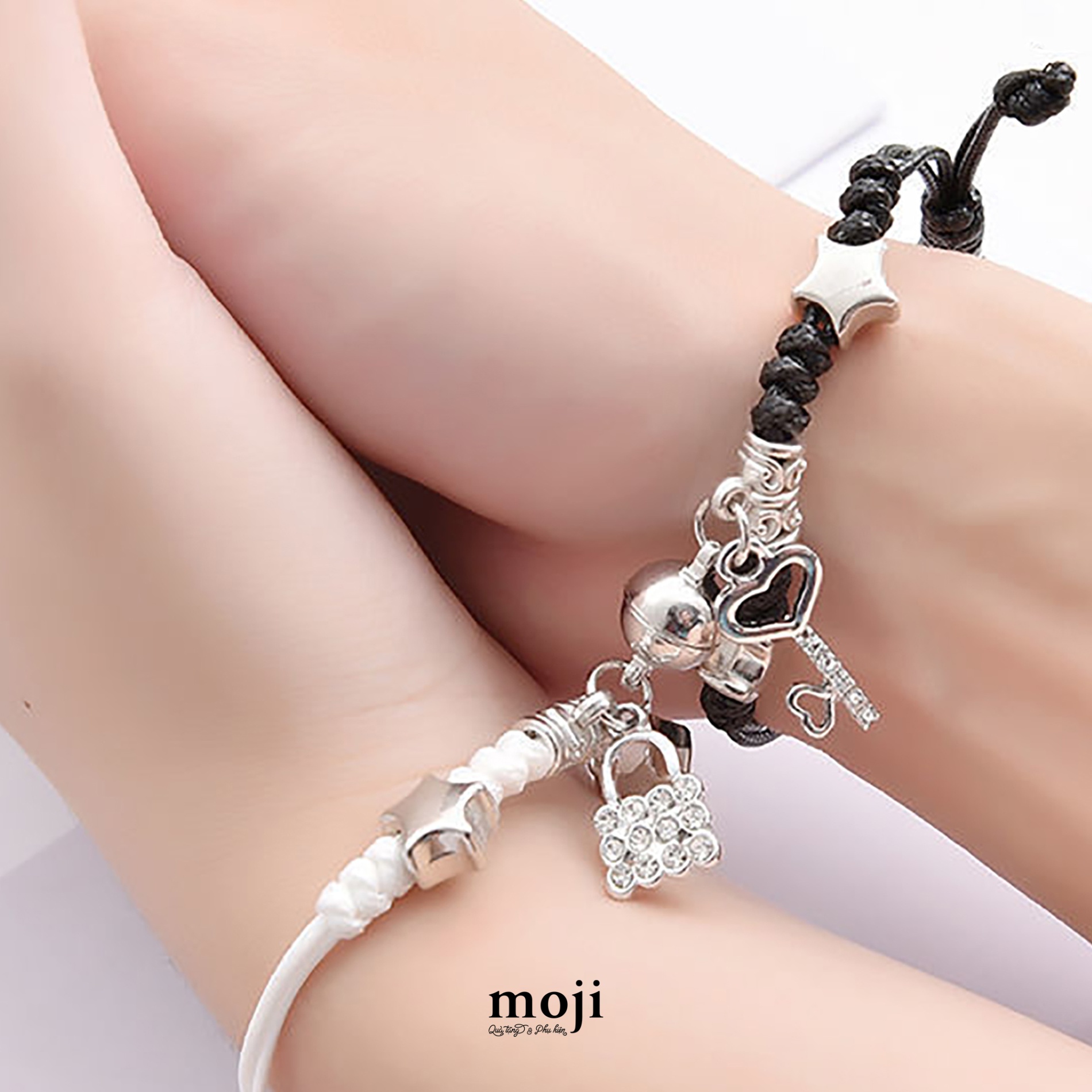 Vòng tay set2 Couple ổ khóa chìa khóa đính đá ngôi sao nam châm