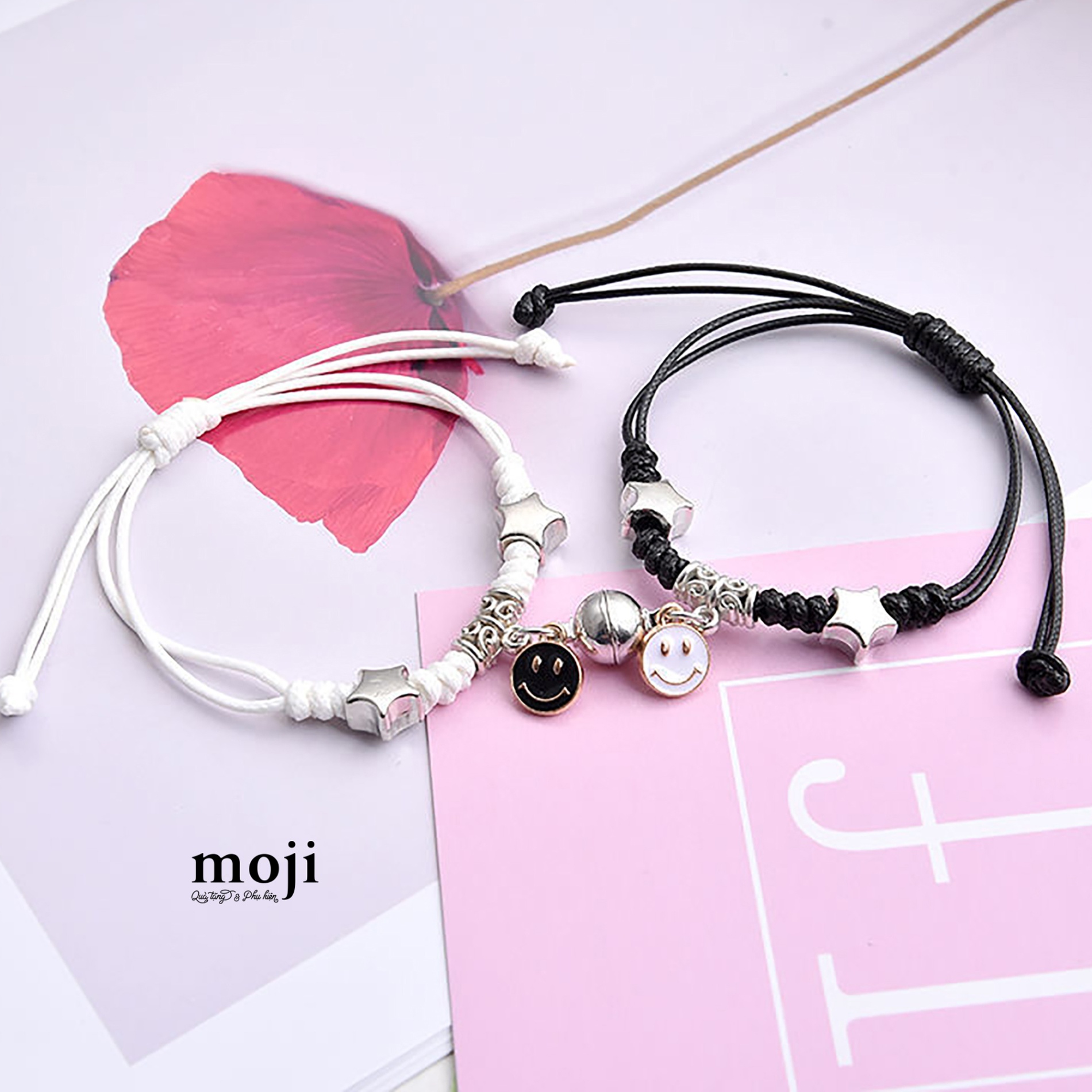 Vòng tay set2 Couple smiley ngôi sao nam châm