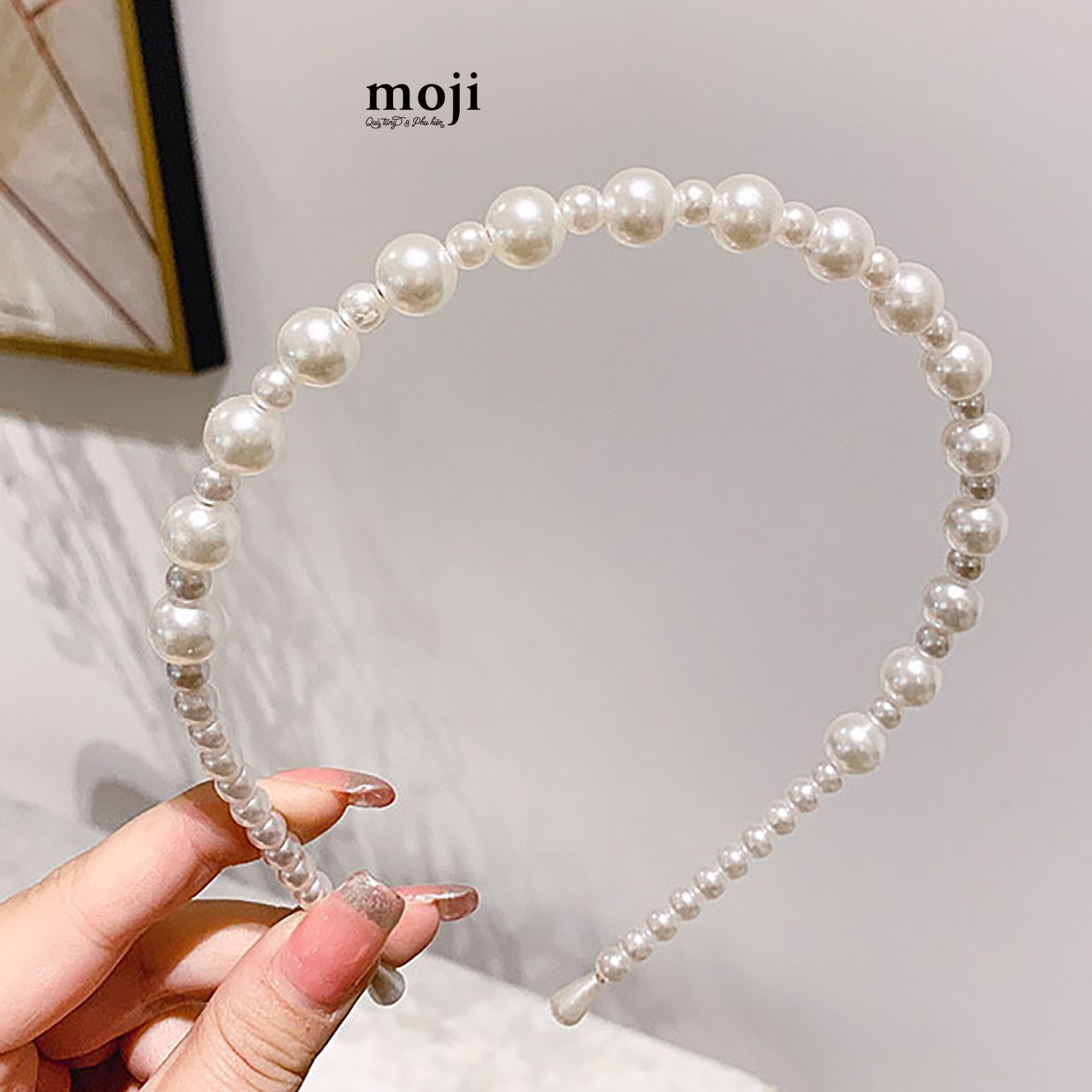Băng đô bờm Basic chuỗi ngọc trai