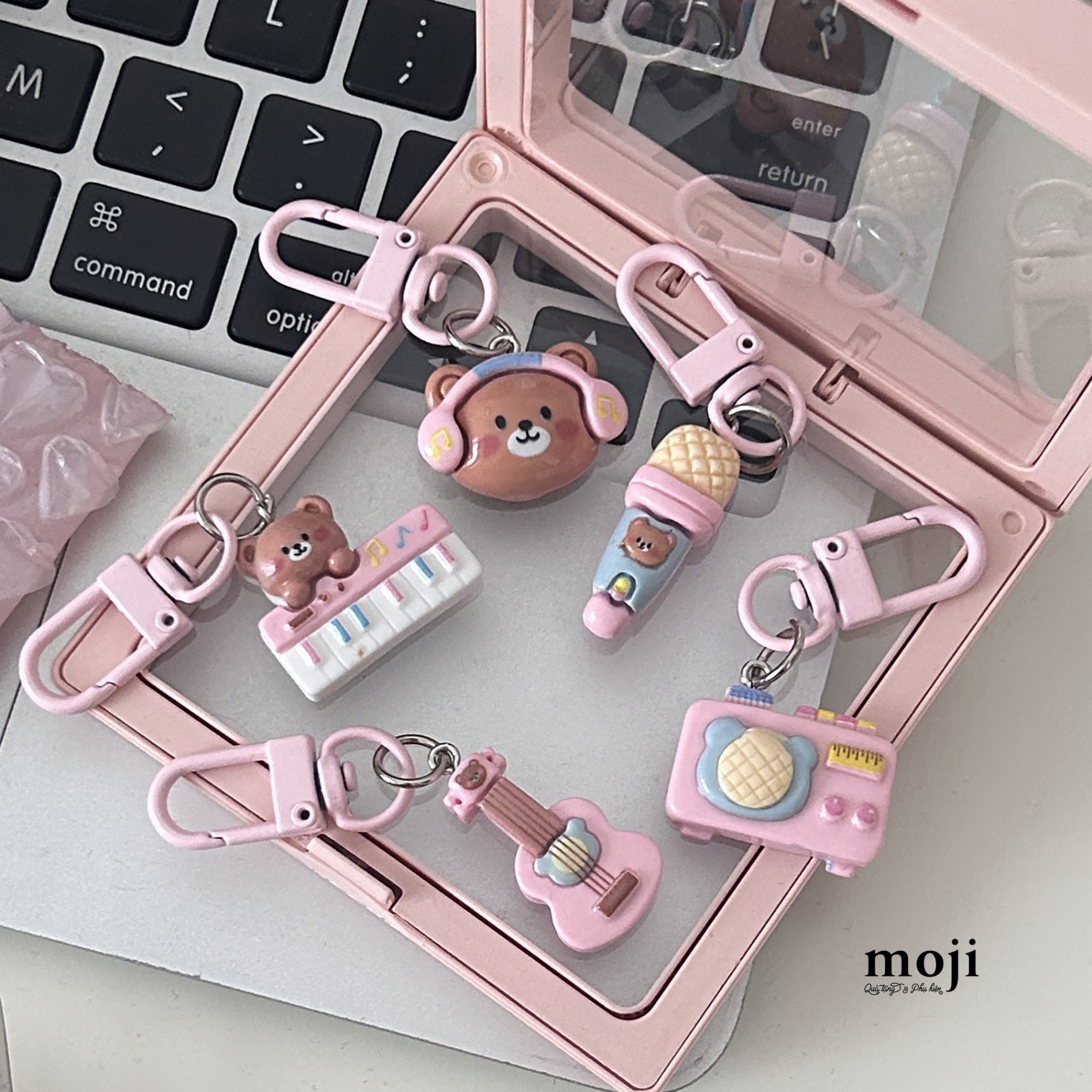 Móc khóa mini Baby bear face âm nhạc
