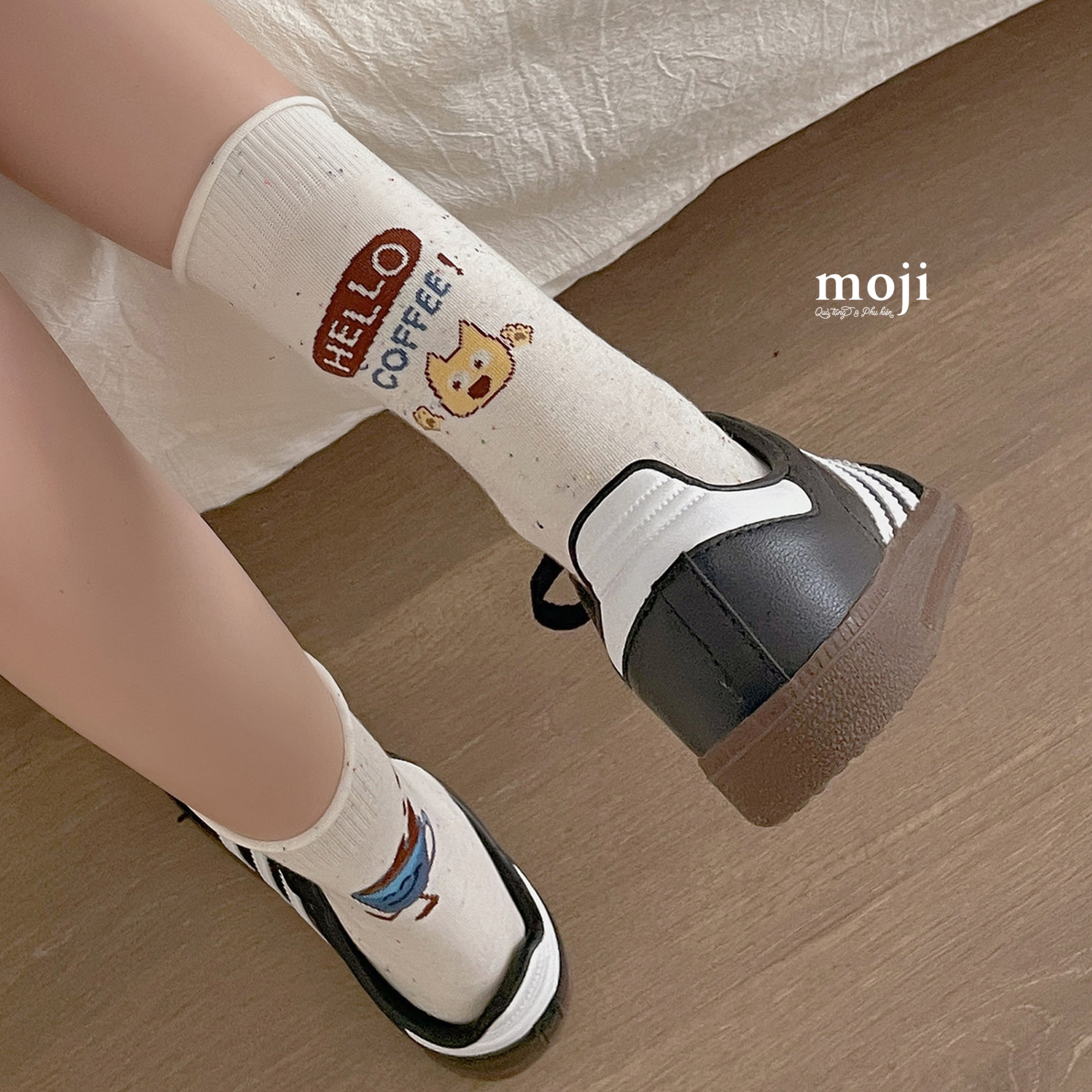 Tất vớ cổ cao Cat dog hello coffee bread