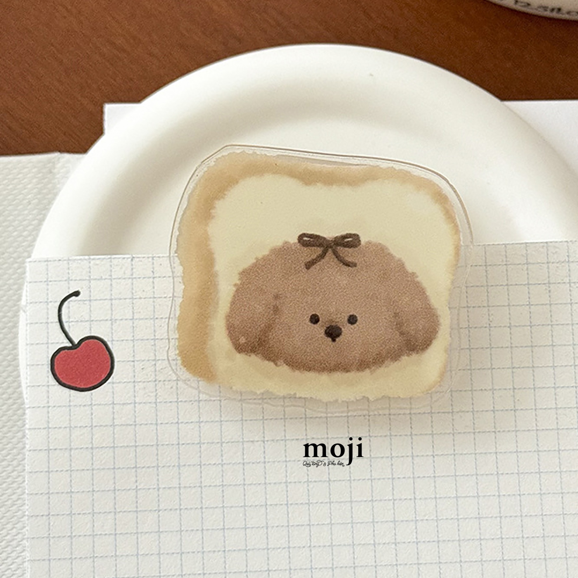 Kẹp tài liệu mini acrylic Cute dog sandwich painting