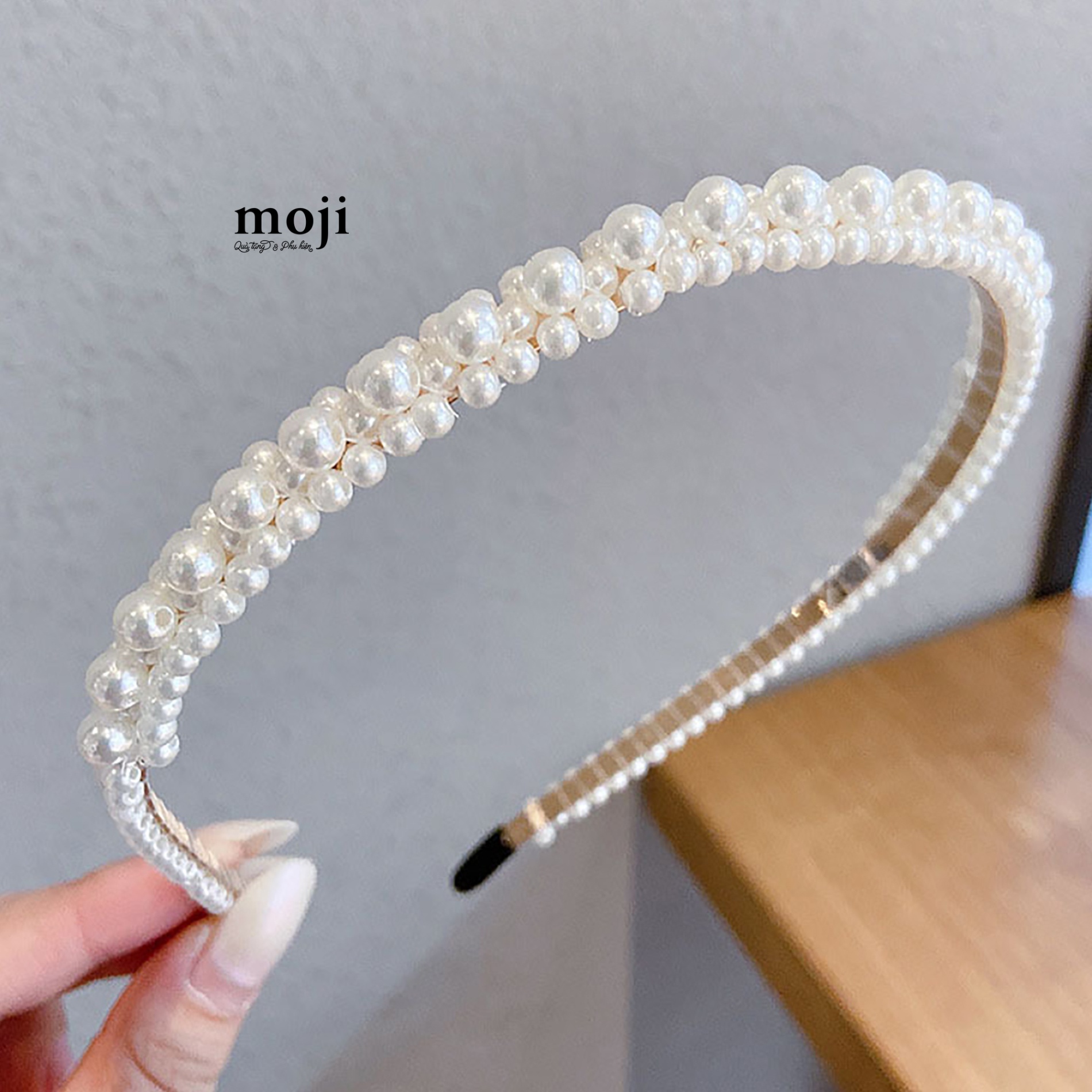 Băng đô bờm chuỗi ngọc trai nhiều hàng