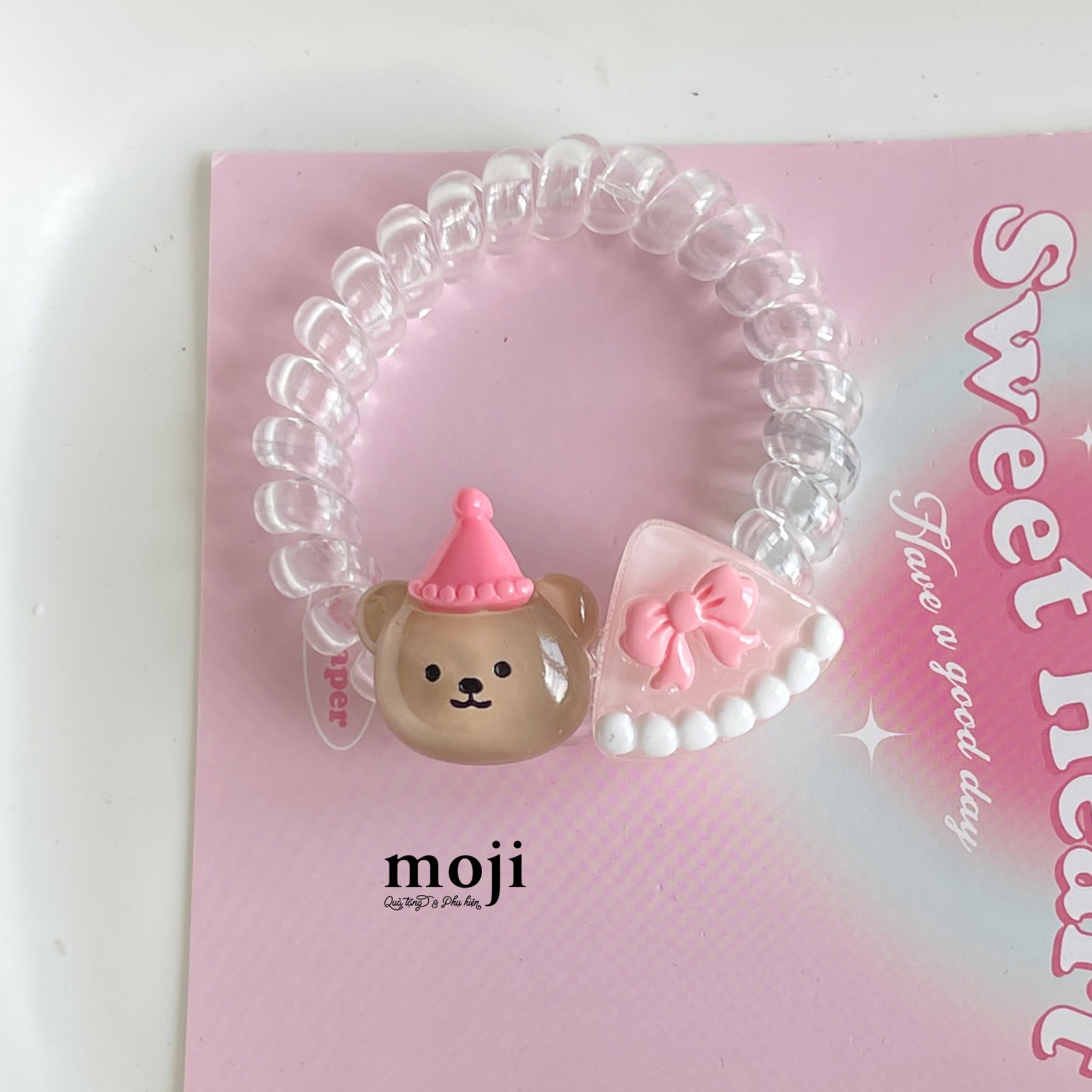 Buộc tóc lò xo Baby bear rabbit face cake nice star
