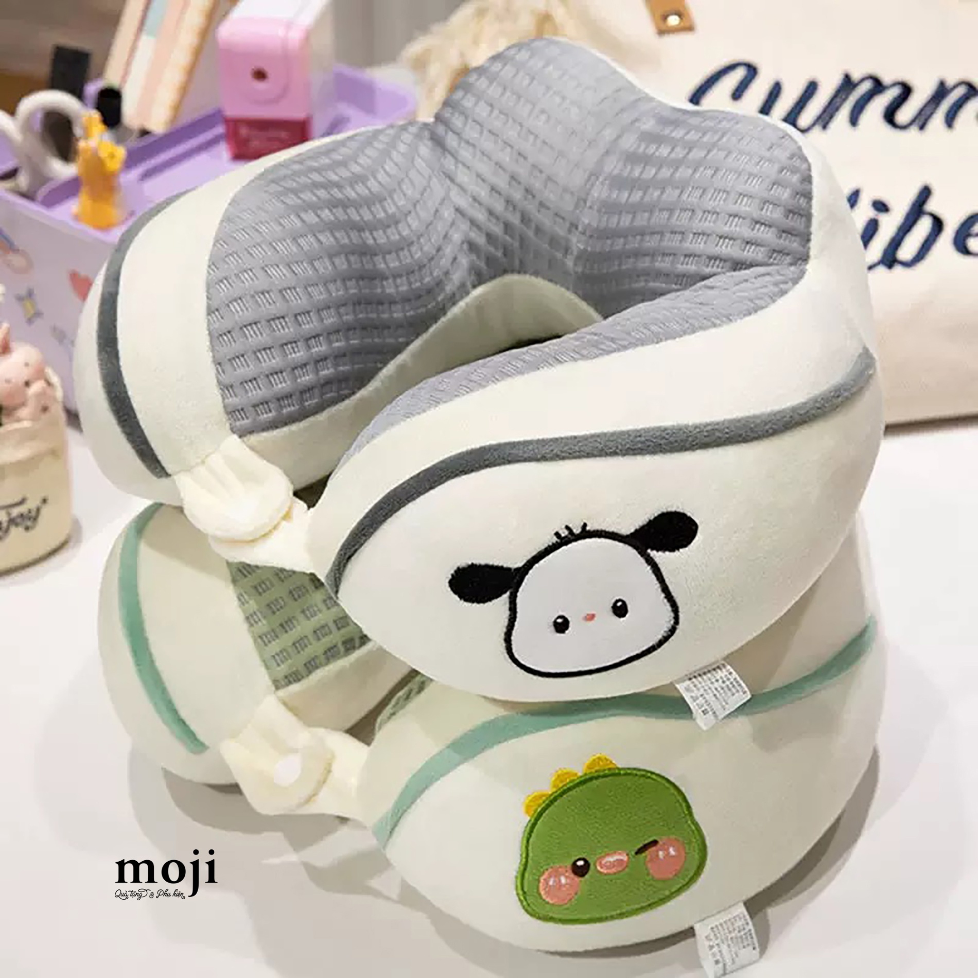 Gấu bông chữ U Cute animal face nền màu phối họa tiết kẻ ô