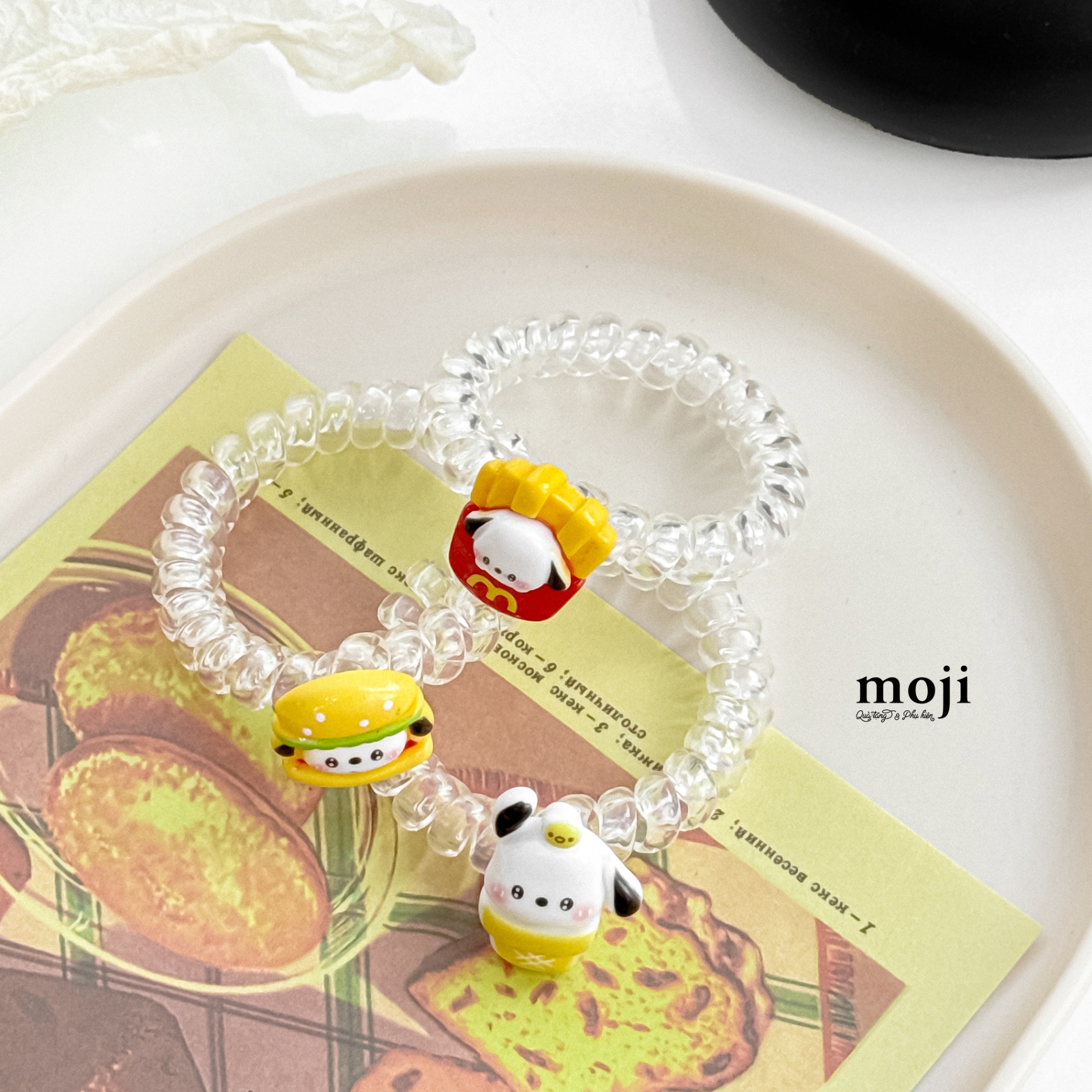 Buộc tóc lò xo trong suốt Sanrio family Pochacco ice cream fast food