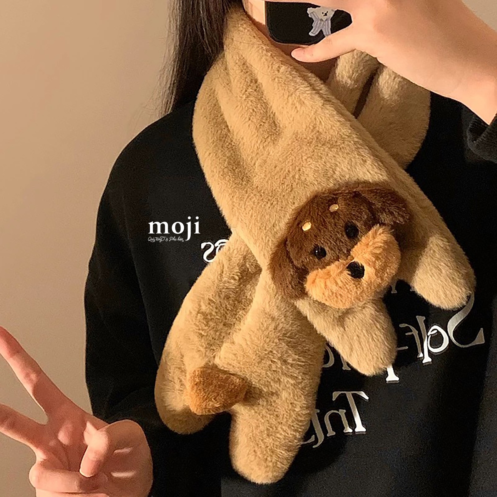 Khăn quàng cổ Dog face lông xù phối màu