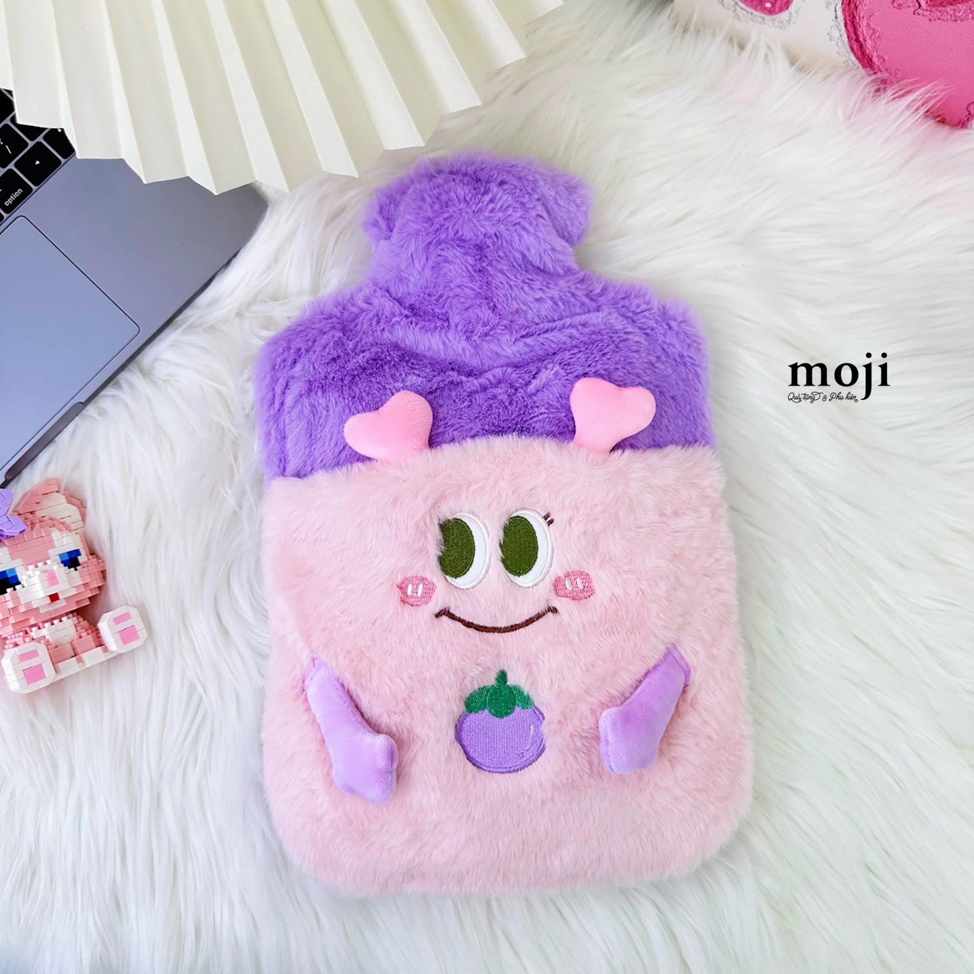 Túi chườm giữ nhiệt bọc vải Cute animal love fruit má hồng 20x30
