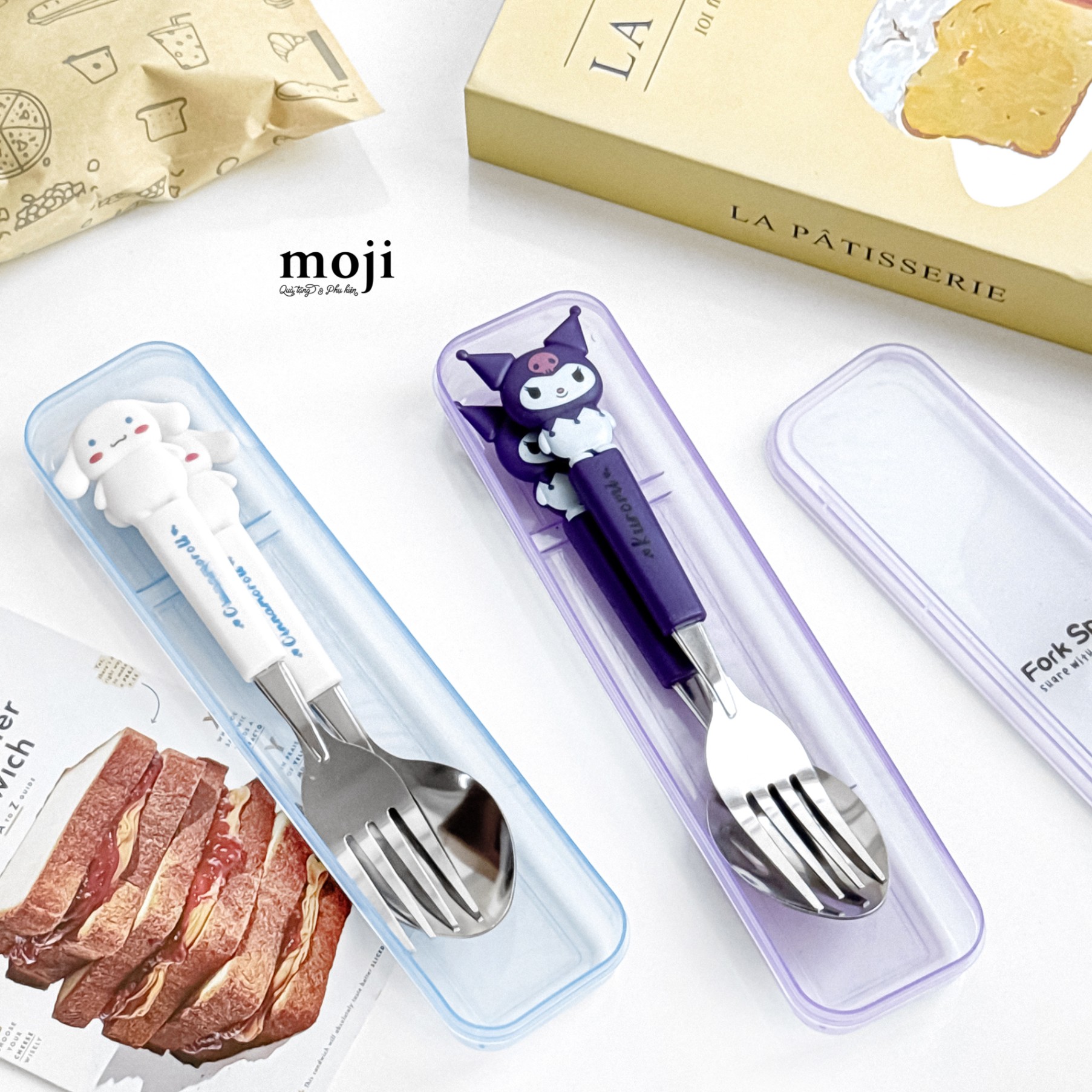 Bộ thìa muỗng nĩa kim loại Sanrio family Cinnamoroll Kuromi cute face